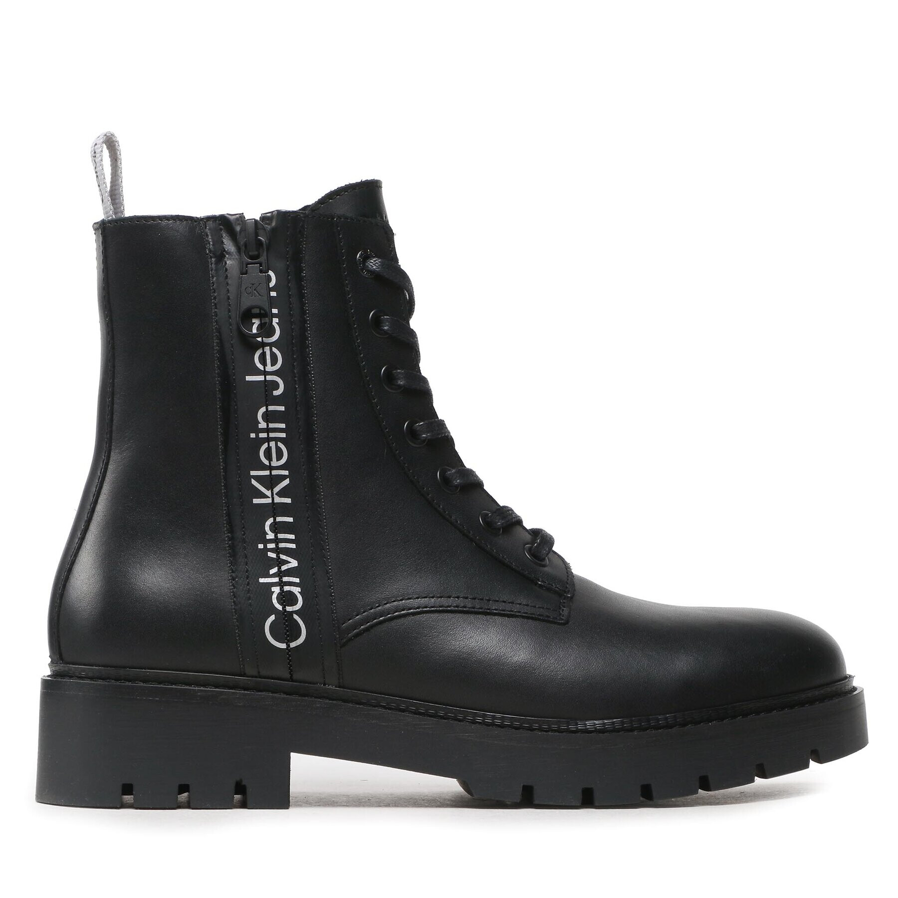 Calvin Klein Jeans Zimski škornji Combat Mid Laceup Boot W Zip YM0YM00262 Črna - Pepit.si