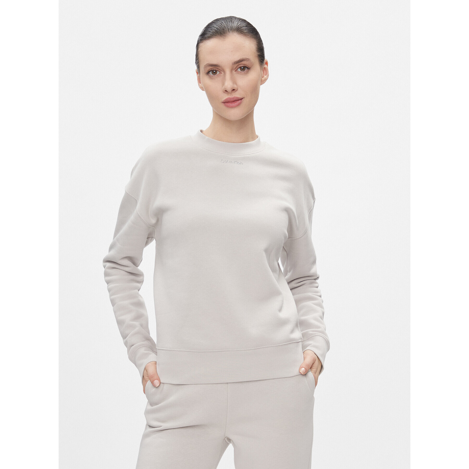 Calvin Klein Jopa Metallic Micro Logo Sweatshirt K20K206961 Bež Regular Fit - Pepit.si