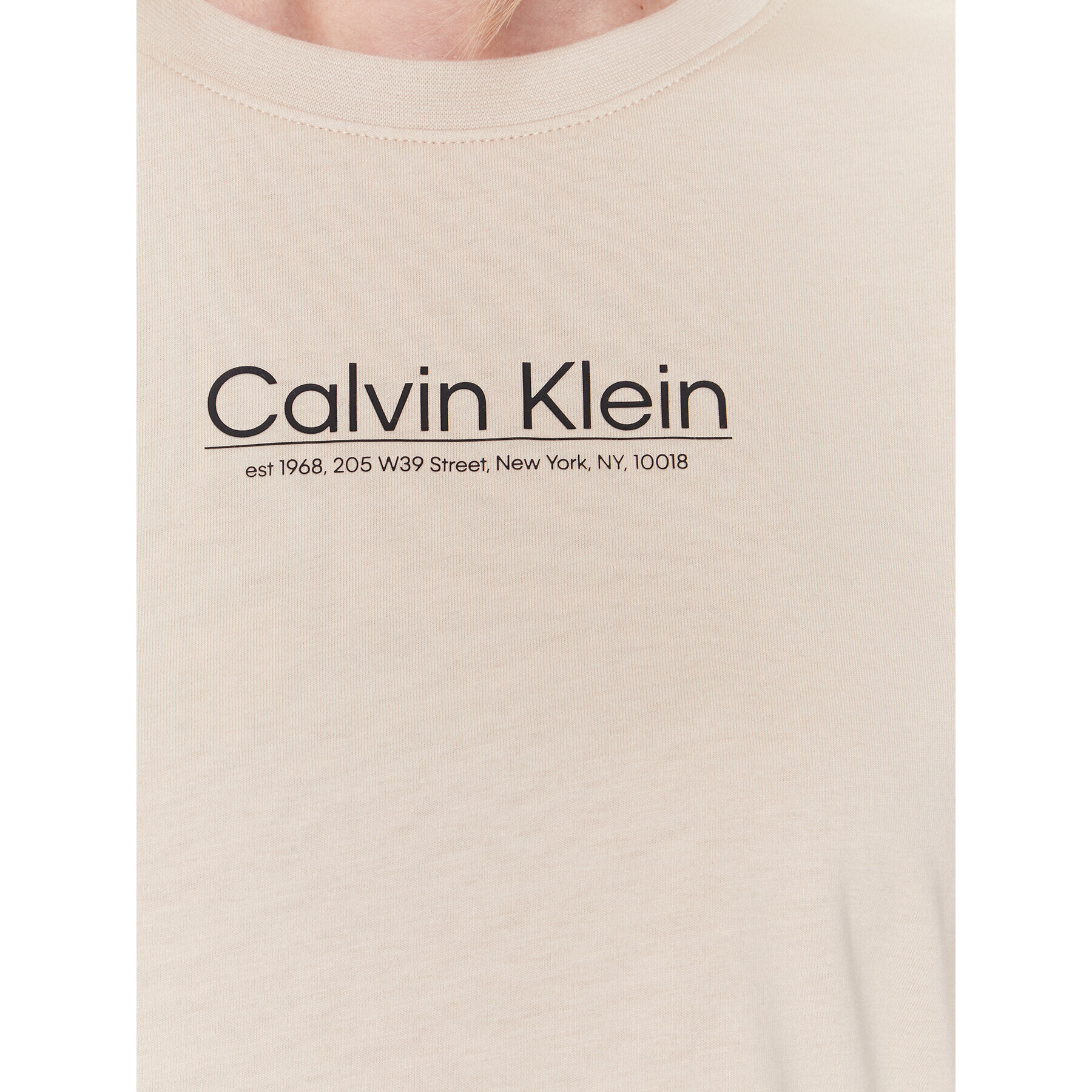 Calvin Klein Majica Coordinates Logo Graphic K20K204996 Bež Regular Fit - Pepit.si