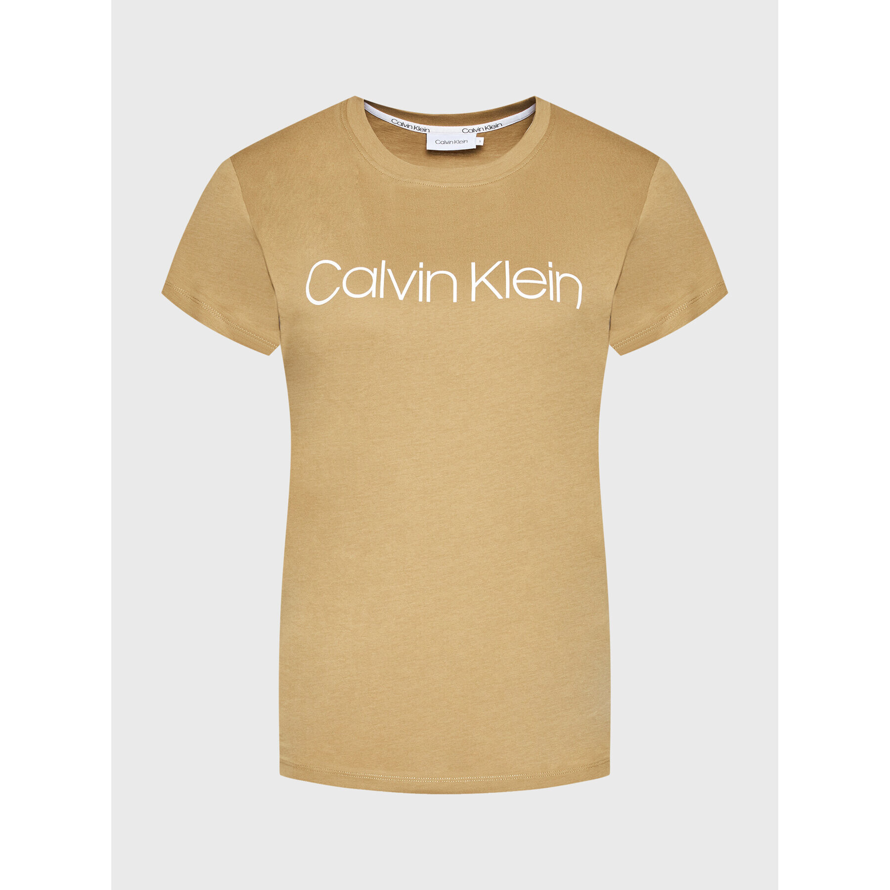 Calvin Klein Majica Core Logo K20K202142 Bež Regular Fit - Pepit.si