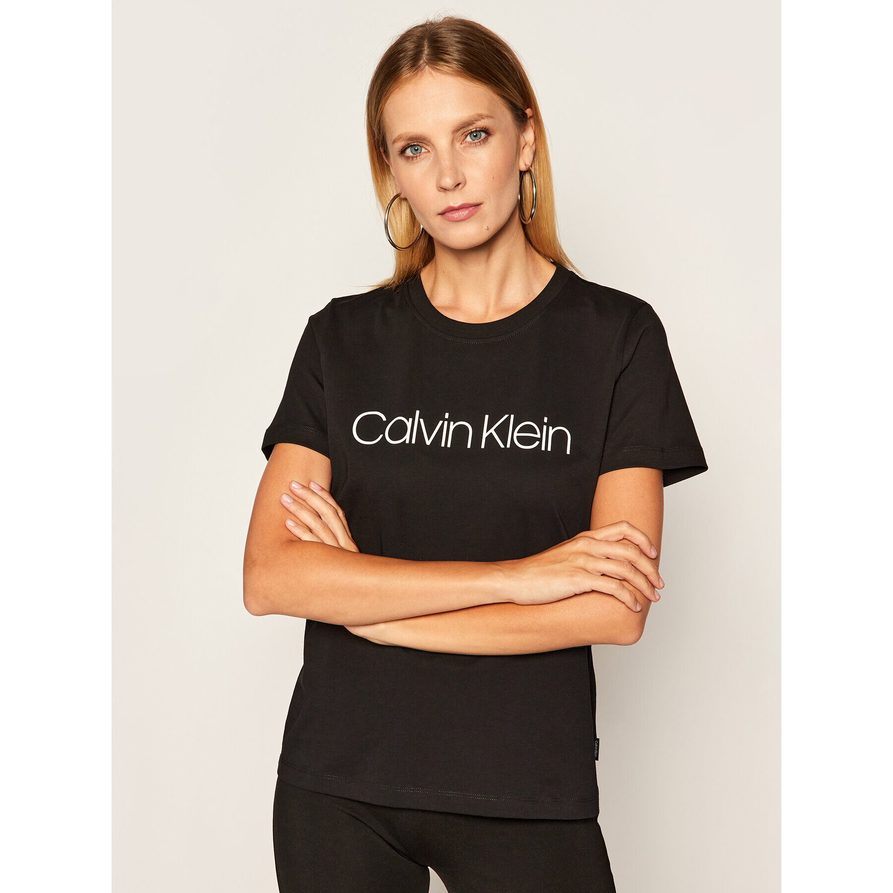 Calvin Klein Majica Core Logo K20K202142 Črna Regular Fit - Pepit.si