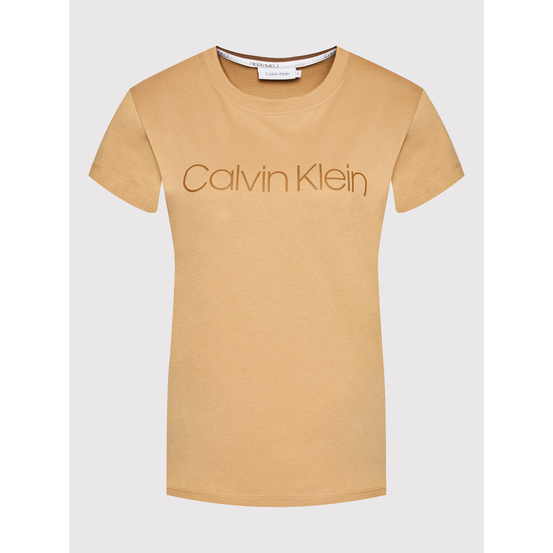 Calvin Klein Majica Core Logo K20K202142 Rjava Regular Fit - Pepit.si