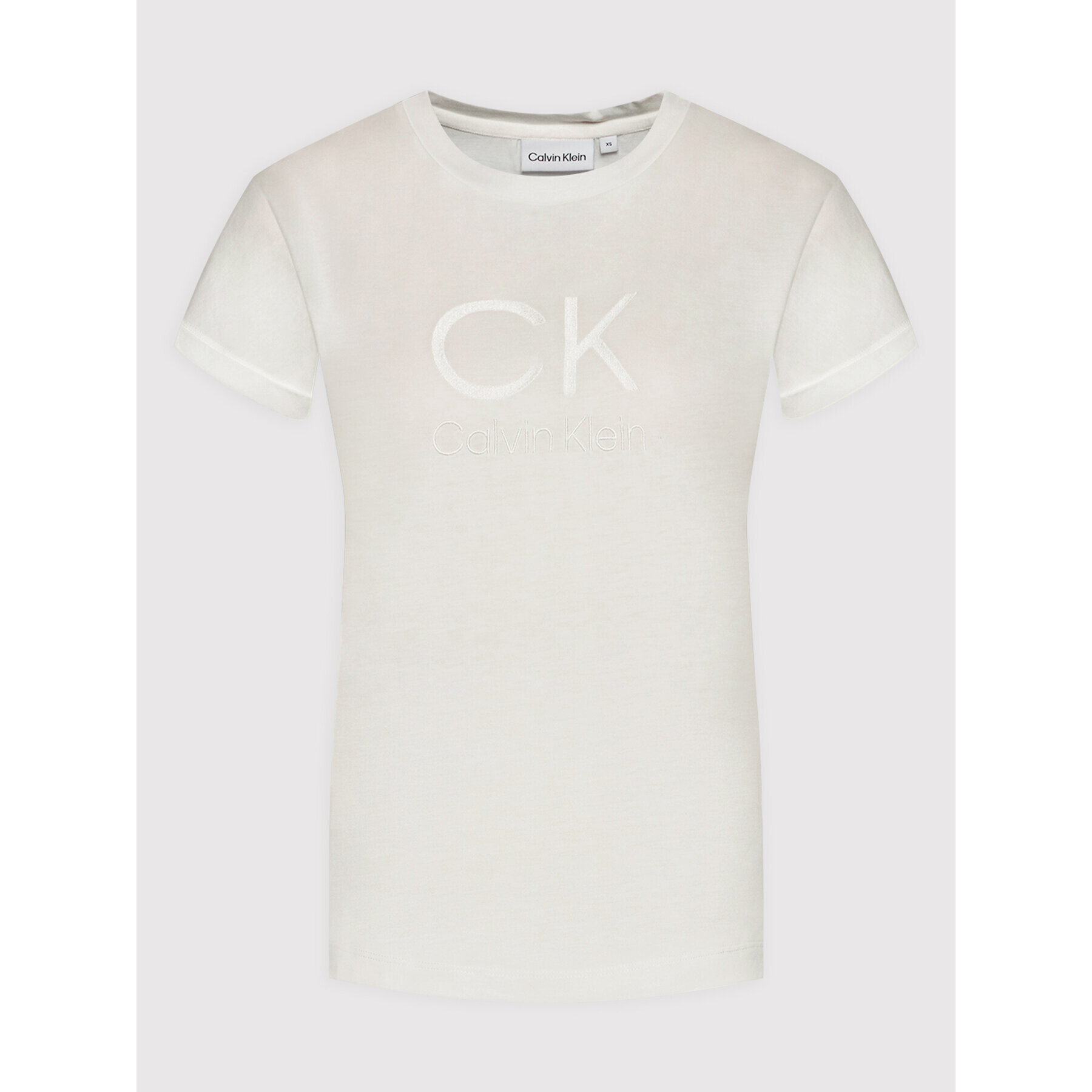 Calvin Klein Majica Embroidered Turn-Up K20K203460 Bela Relaxed Fit - Pepit.si