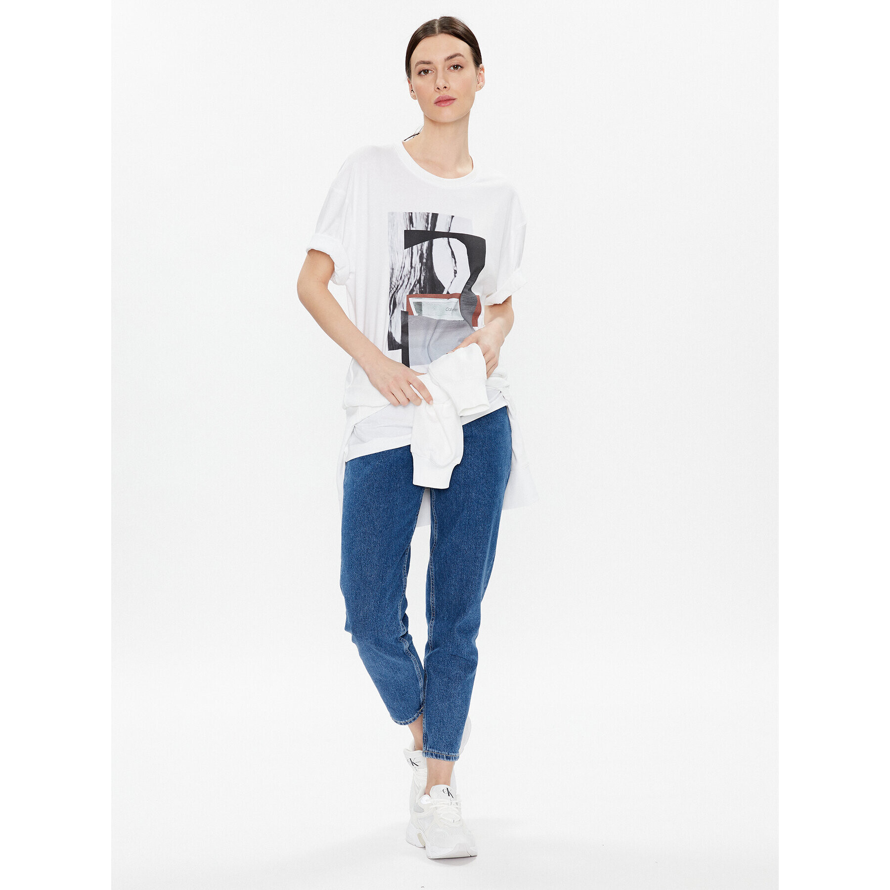 Calvin Klein Majica Photo Print Graphic K20K204995 Bela Relaxed Fit - Pepit.si