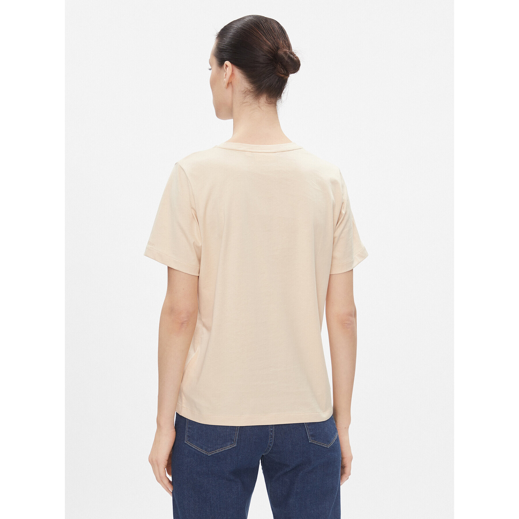 Calvin Klein Majica Smooth Cotton Crew Neck Tee Ss K20K205410 Bež Regular Fit - Pepit.si