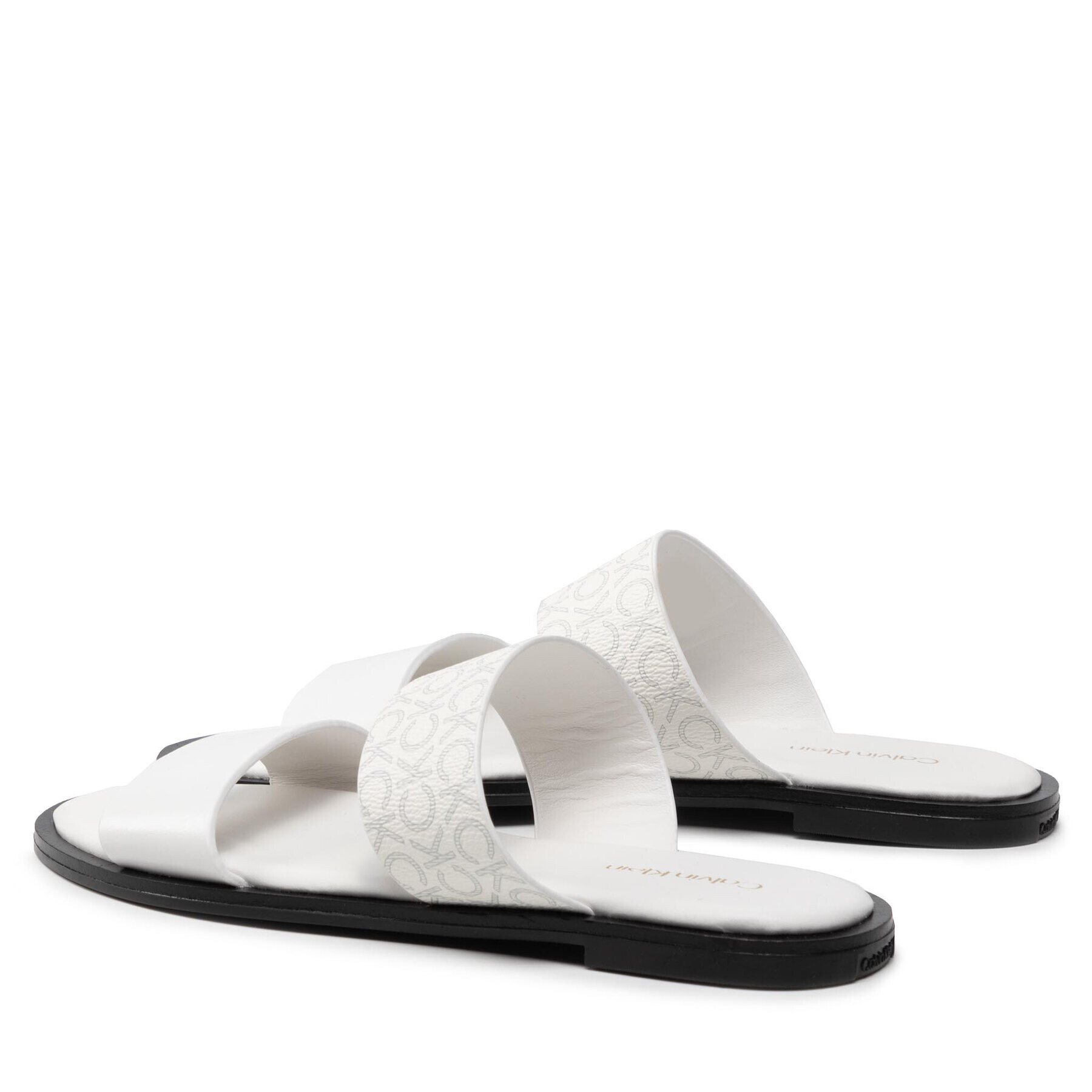 Calvin Klein Natikači Almond Flat 2Bar Slide HW0HW01134 Bela - Pepit.si