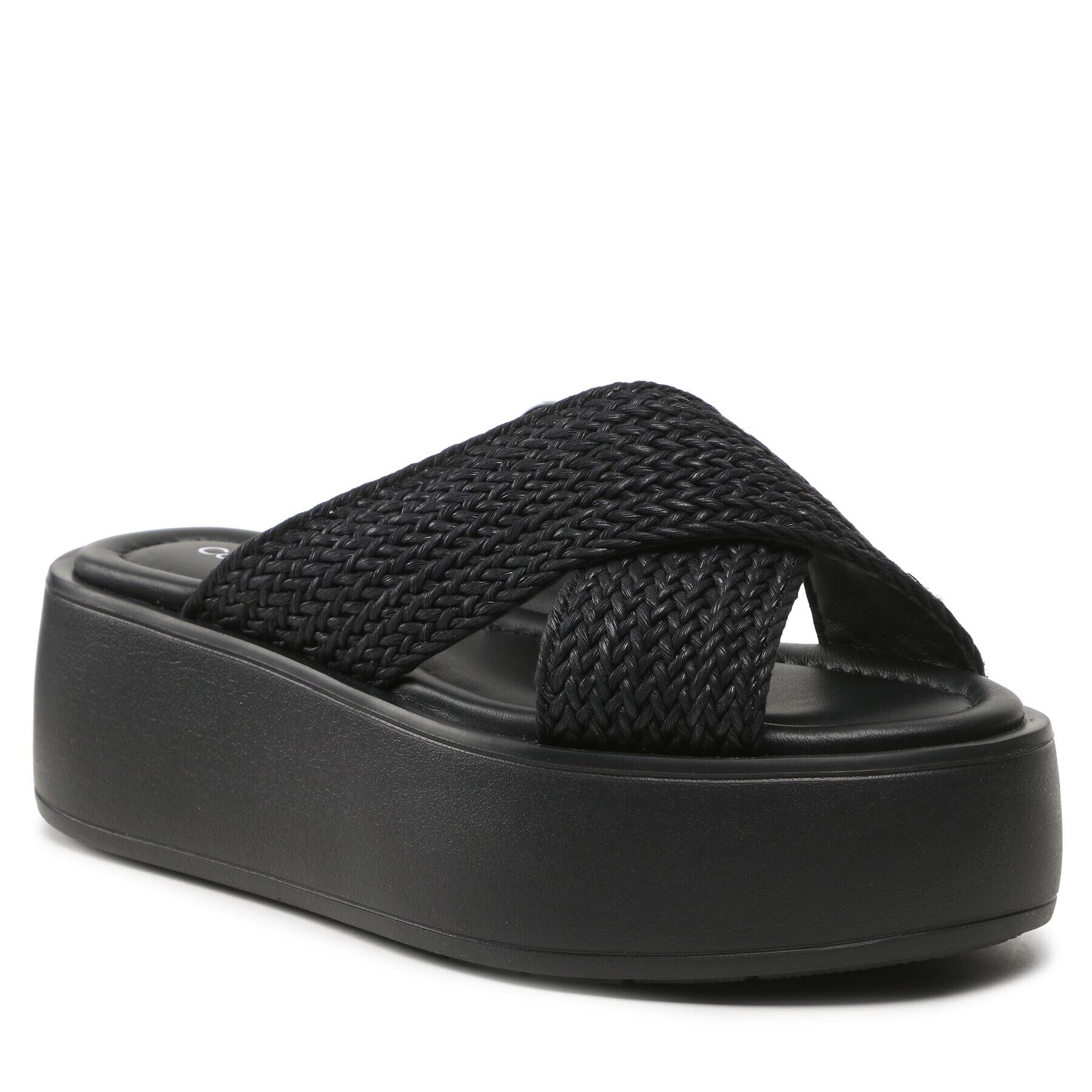 Calvin Klein Natikači Bubble Slide - Woven HW0HW01468 Črna - Pepit.si