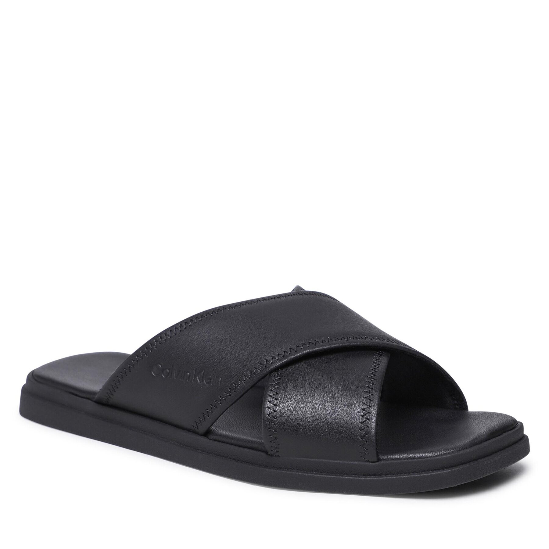 Calvin Klein Natikači Criss Cross Sandal Lth HM0HM00950 Črna - Pepit.si