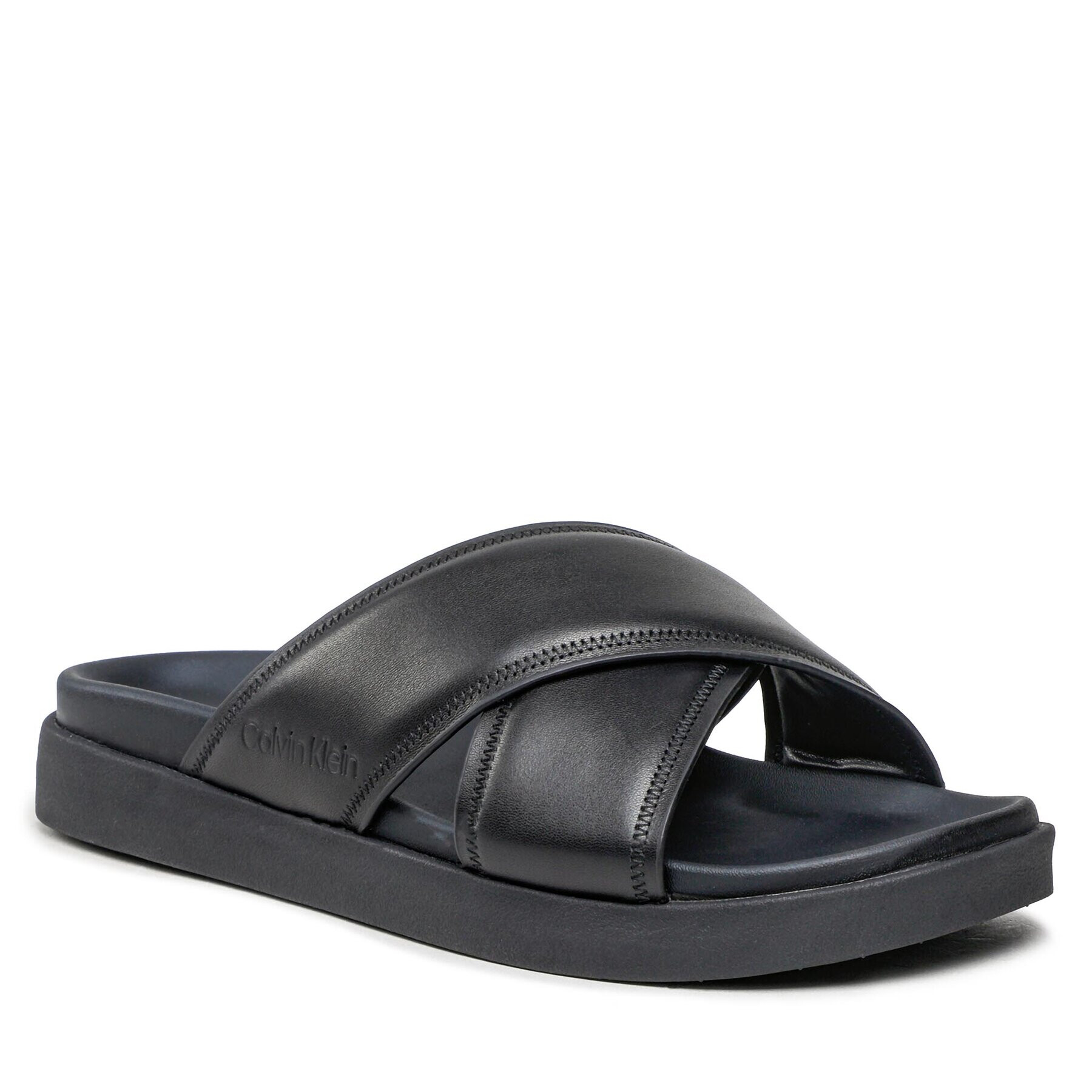 Calvin Klein Natikači Criss Cross Sandal Lth HM0HM01069 Črna - Pepit.si