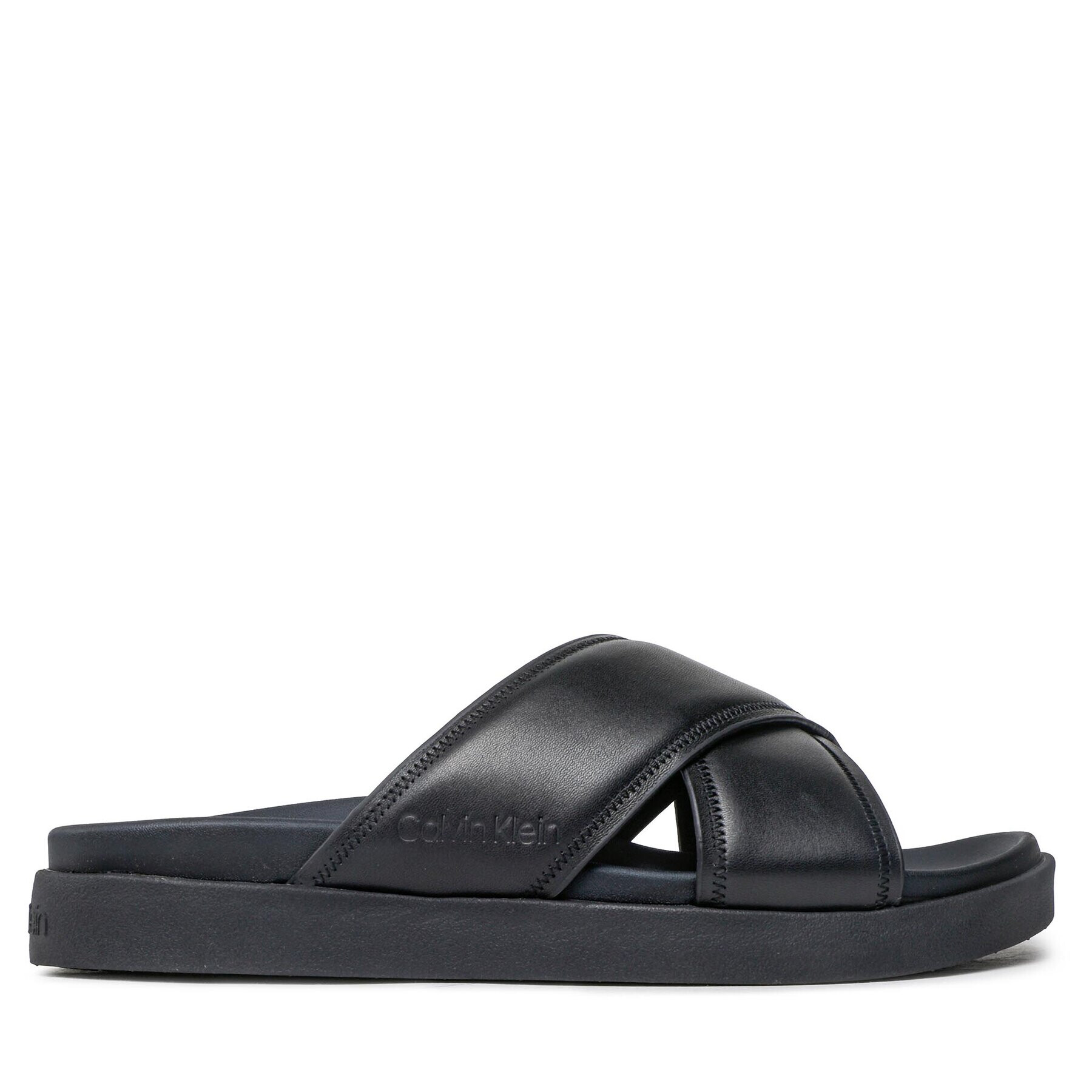 Calvin Klein Natikači Criss Cross Sandal Lth HM0HM01069 Črna - Pepit.si