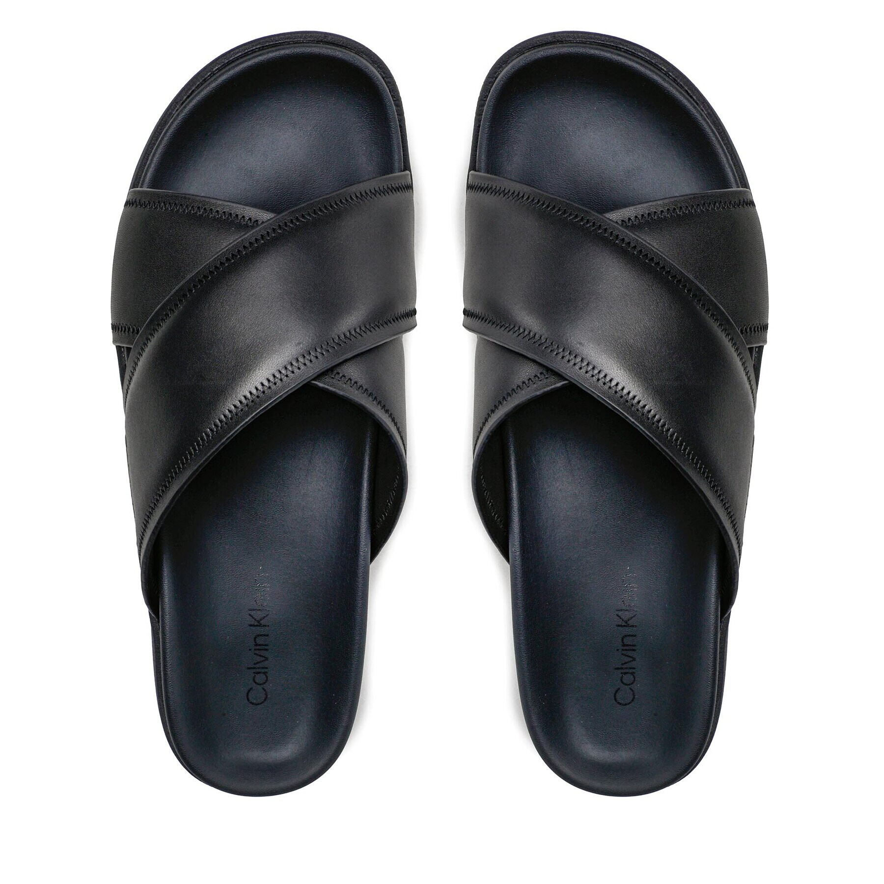 Calvin Klein Natikači Criss Cross Sandal Lth HM0HM01069 Črna - Pepit.si