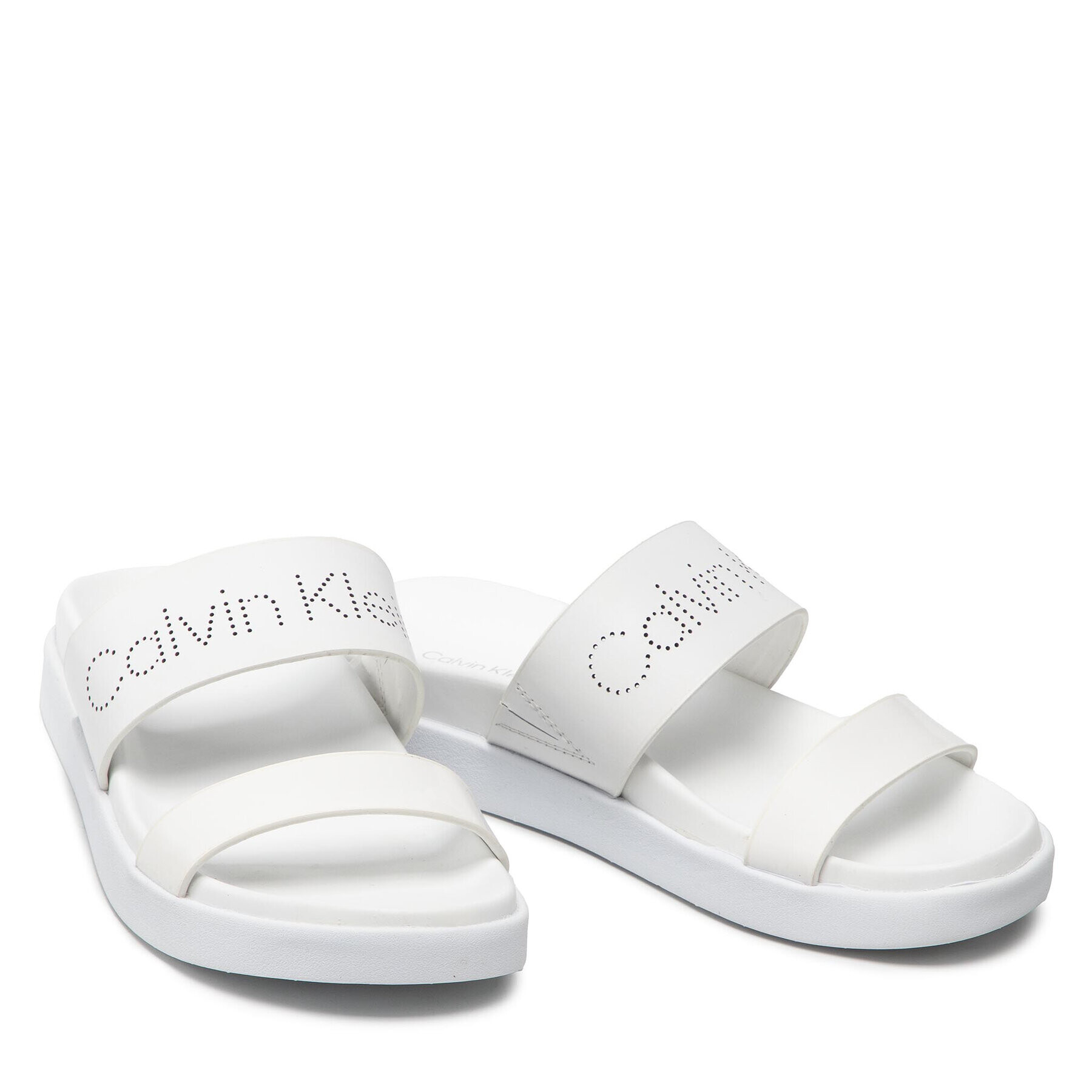 Calvin Klein Natikači Ergonomic Slide Perf/Patent HW0HW00685 Bela - Pepit.si