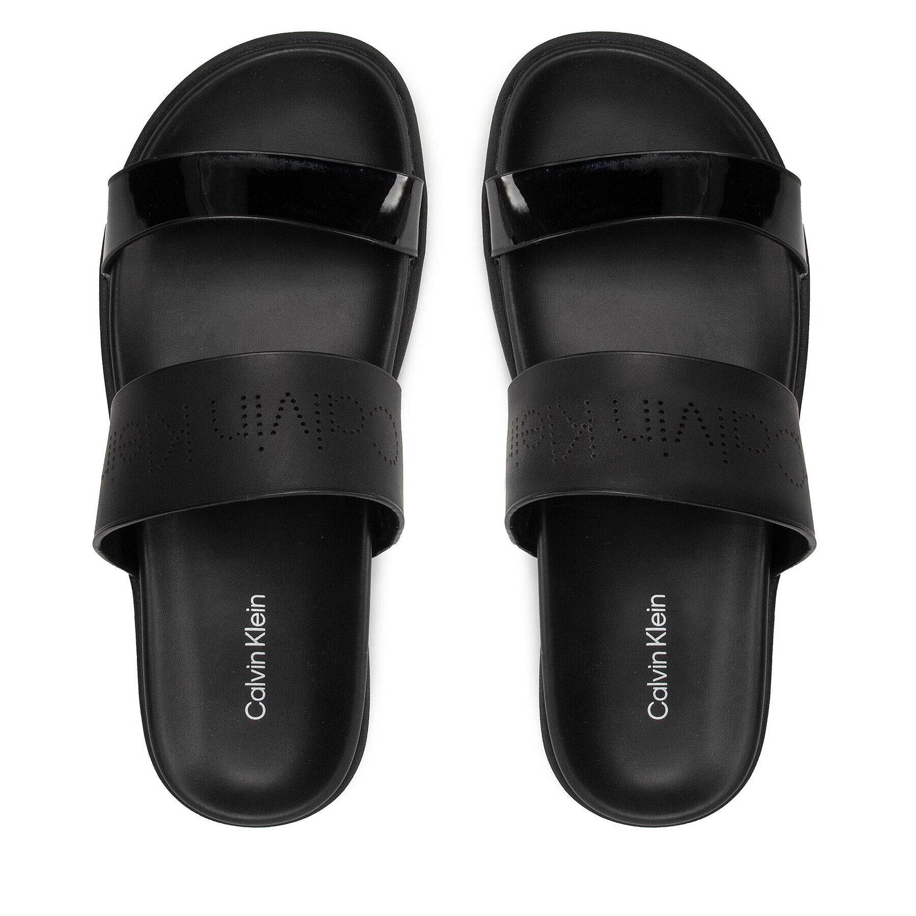 Calvin Klein Natikači Ergonomic Slide Perf/Patent HW0HW00685 Črna - Pepit.si