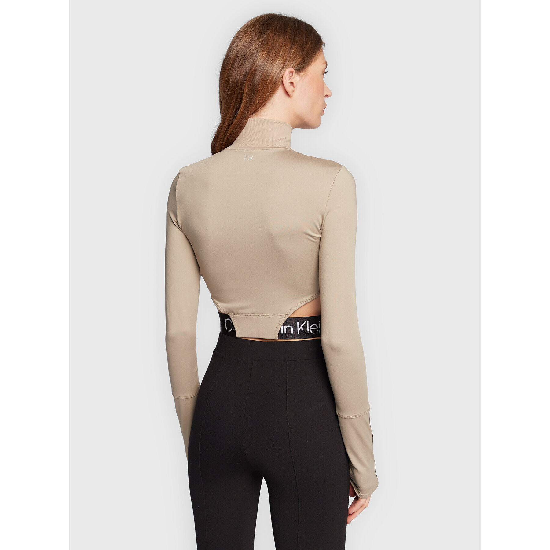 Calvin Klein Performance Bluza 00GWF2K200 Bež Slim Fit - Pepit.si