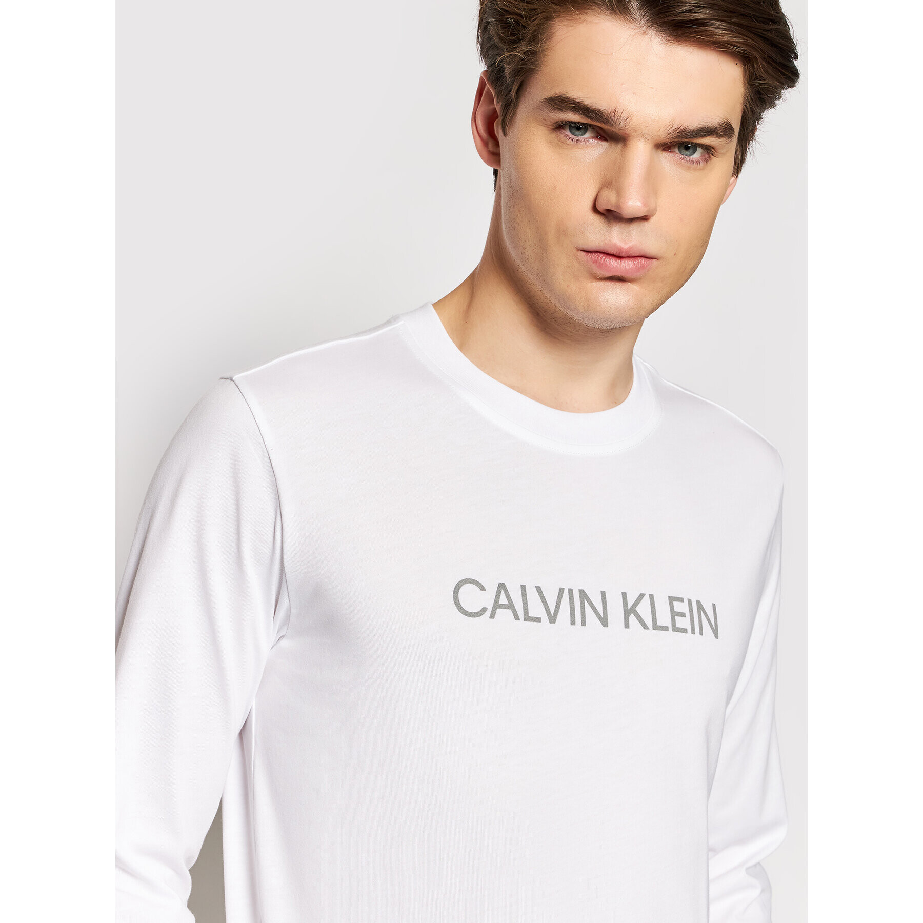 Calvin Klein Performance Majica z dolgimi rokavi 00GMF1K200 Bela Regular Fit - Pepit.si