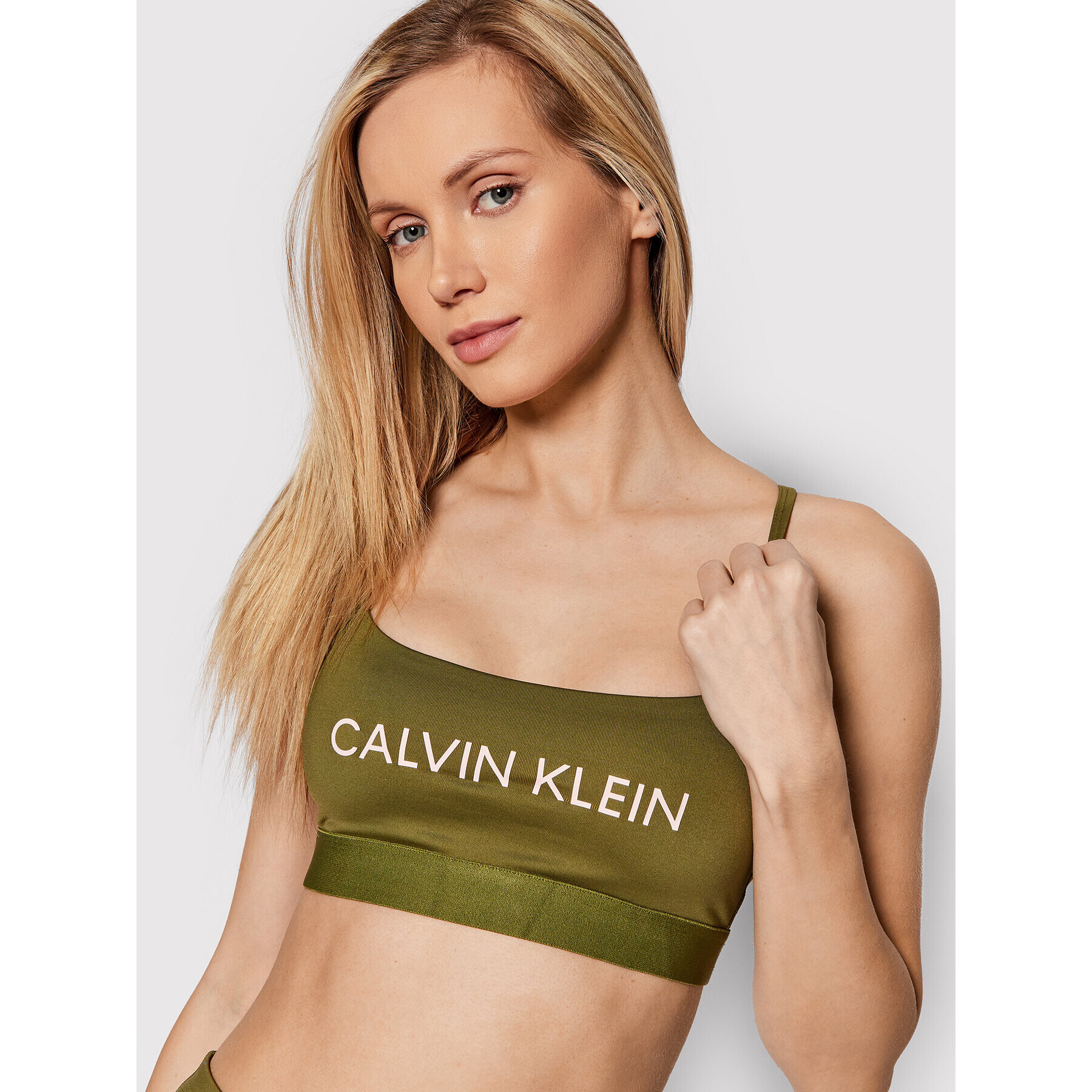 Calvin Klein Performance Špotni nedrček 00GWF1K152 Zelena - Pepit.si