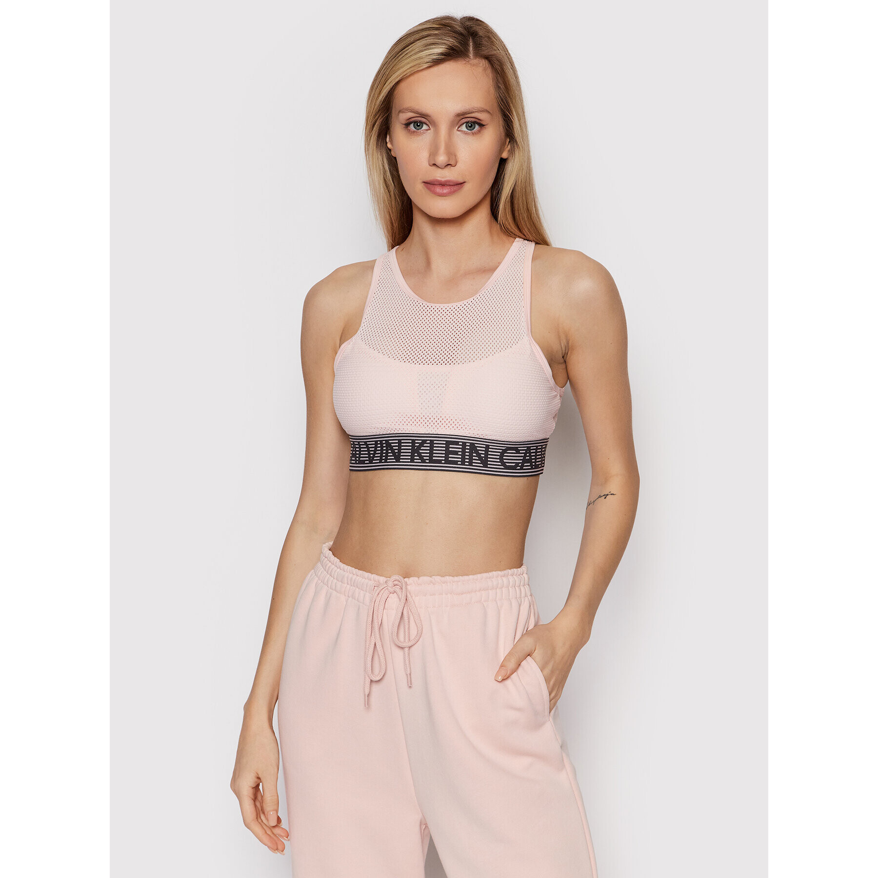 Calvin Klein Performance Špotni nedrček Medium Support Sports 00GWF1K108 Roza - Pepit.si