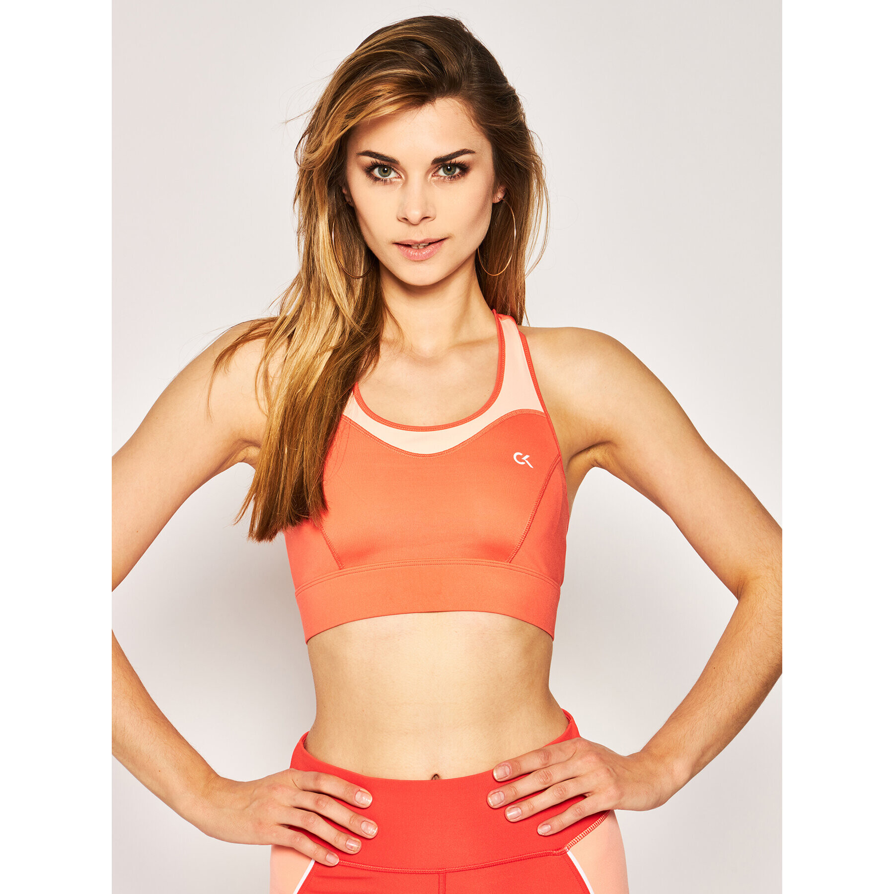 Calvin Klein Performance Top nedrček High Support Sports Bra 00GWS0K124 Oranžna - Pepit.si