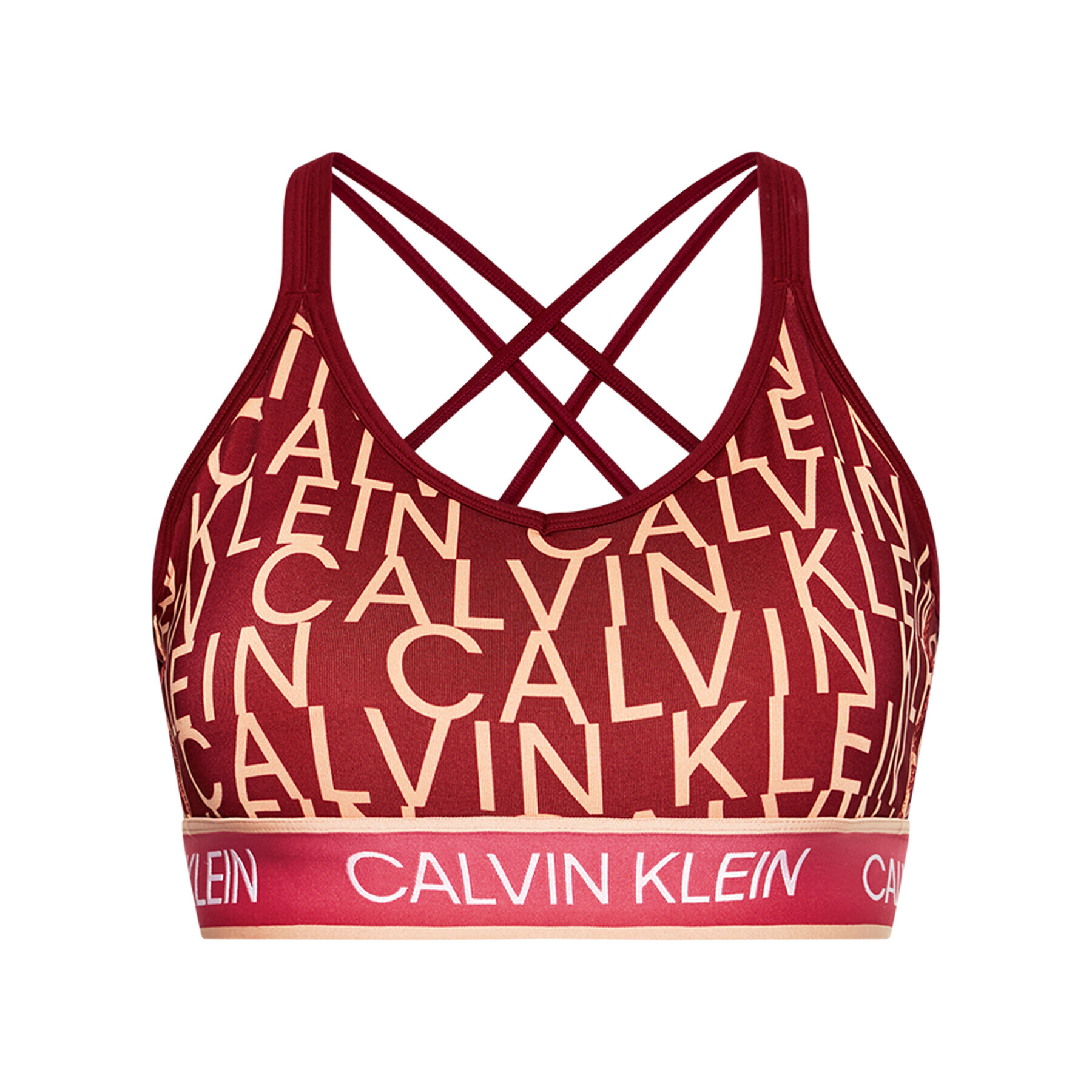 Calvin Klein Performance Top nedrček Low Support 00GWS1K133 Bordo rdeča - Pepit.si