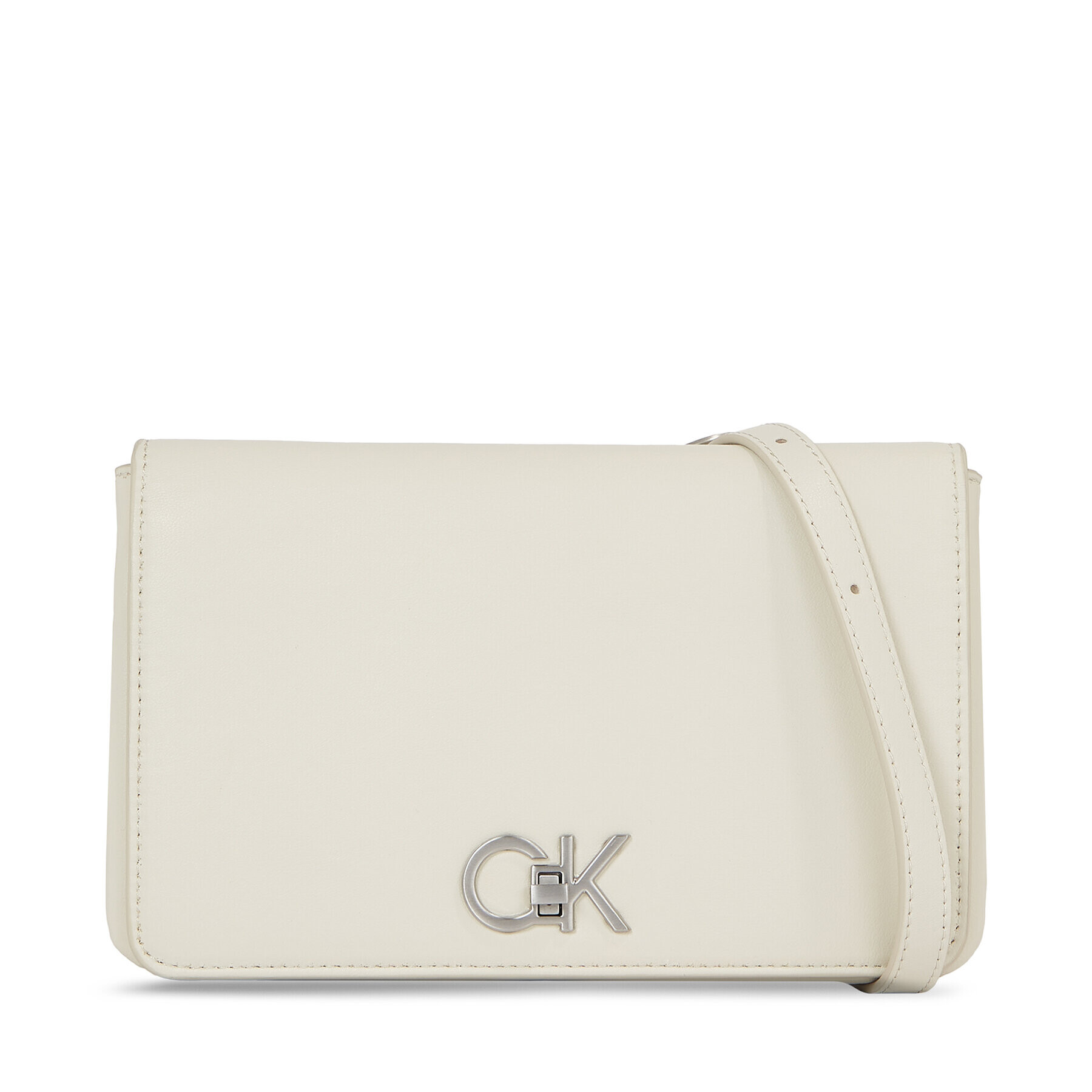 Calvin Klein Ročna torba Re-Lock Double Gusett Xbody K60K611531 Écru - Pepit.si