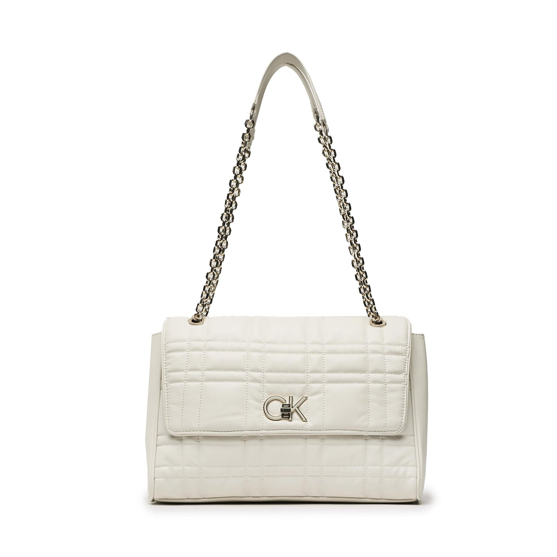 Calvin Klein Ročna torba Re-Lock Quilt Shoulder Bag Lg K60K609884 Bež - Pepit.si