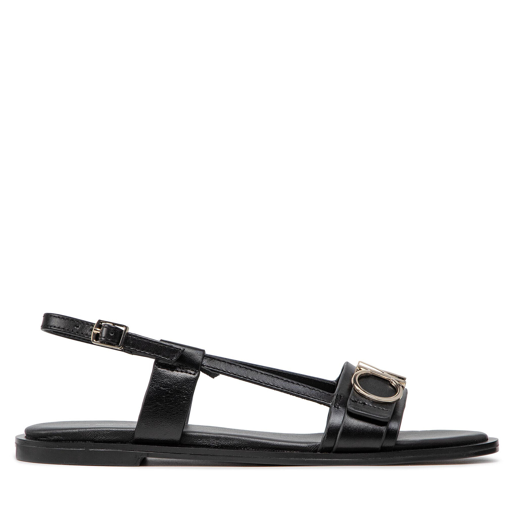 Calvin Klein Sandali Almond Flat Sandal W/Hdw HW0HW00680 Črna - Pepit.si