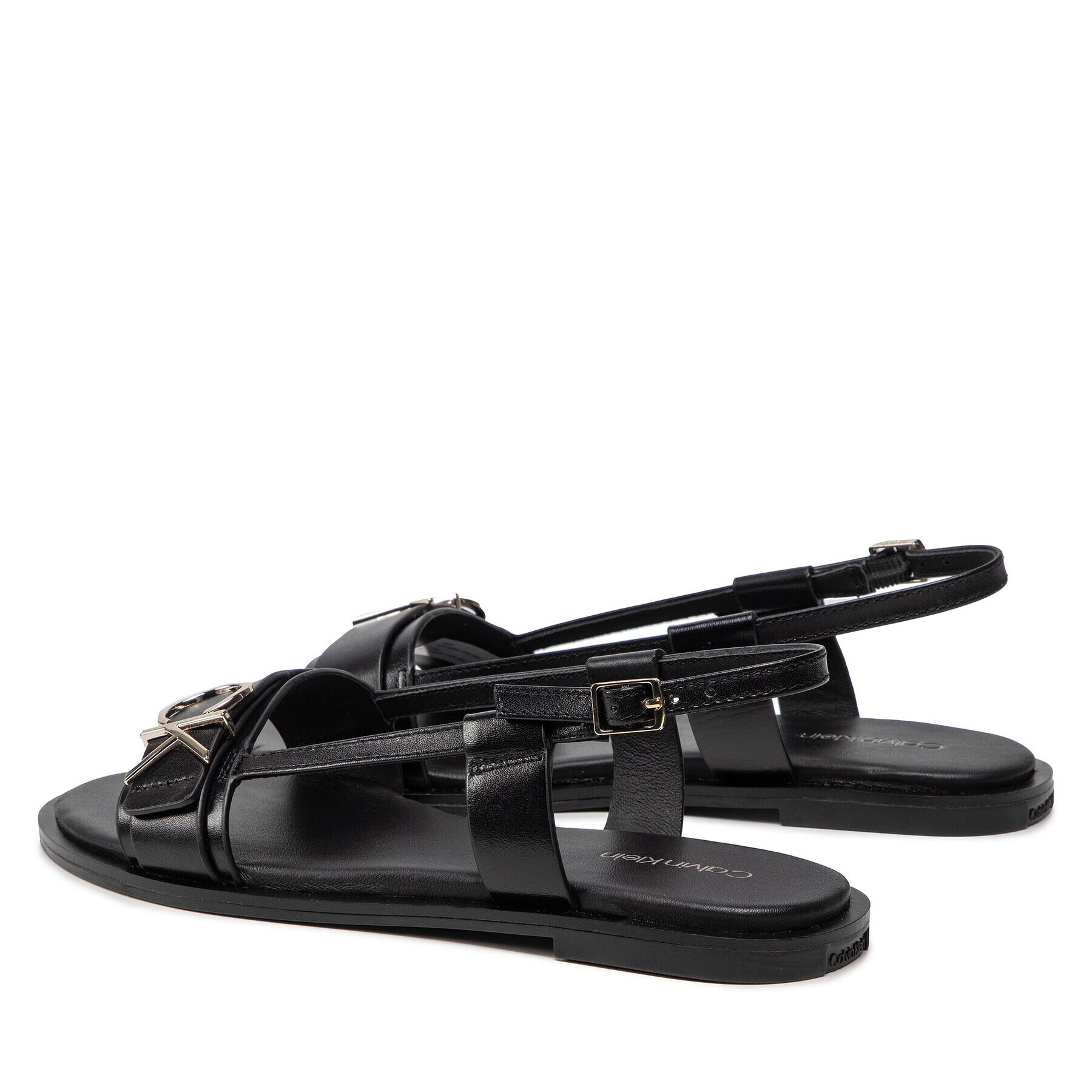 Calvin Klein Sandali Almond Flat Sandal W/Hdw HW0HW00680 Črna - Pepit.si