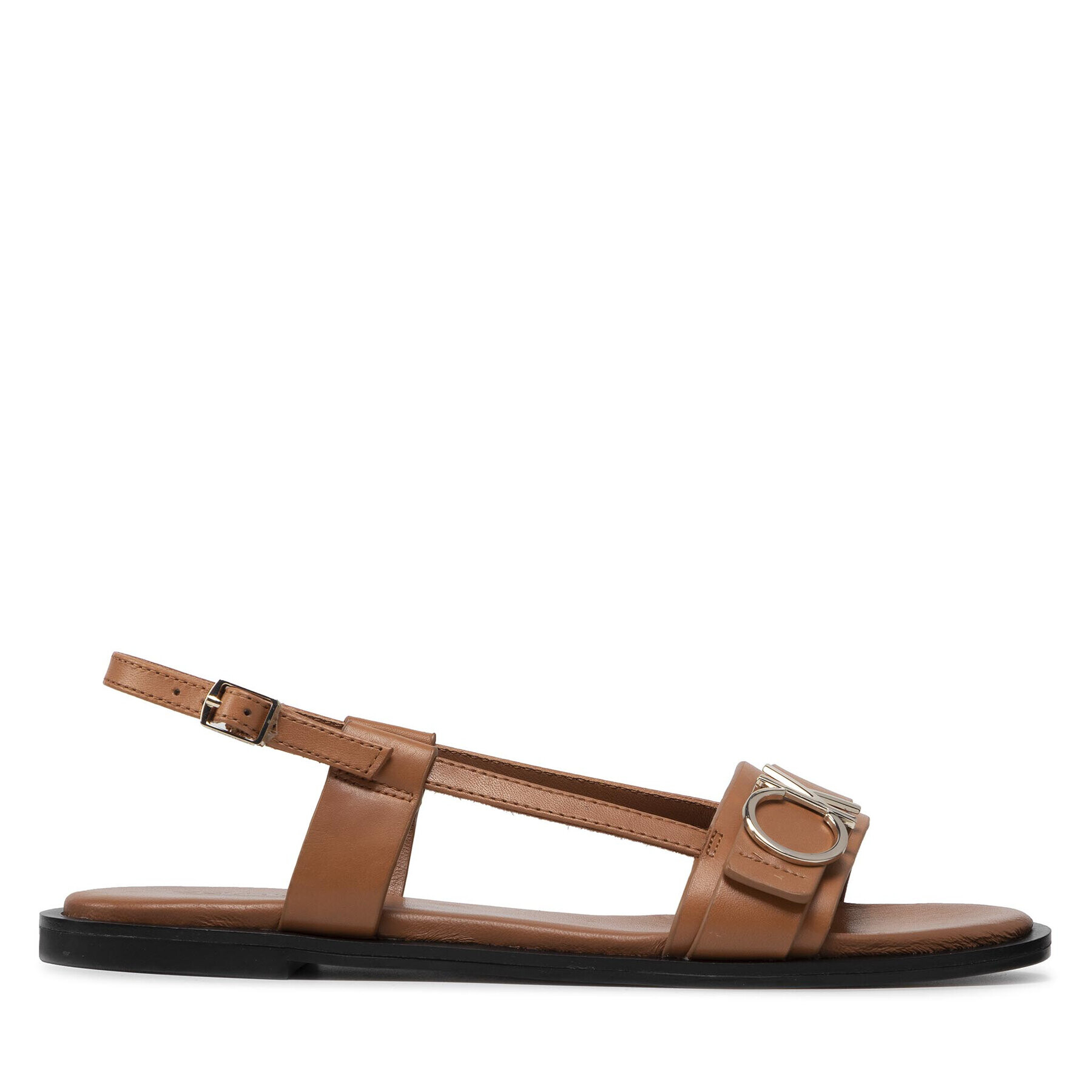 Calvin Klein Sandali Almond Flat Sandal W/Hdw HW0HW00680 Rjava - Pepit.si