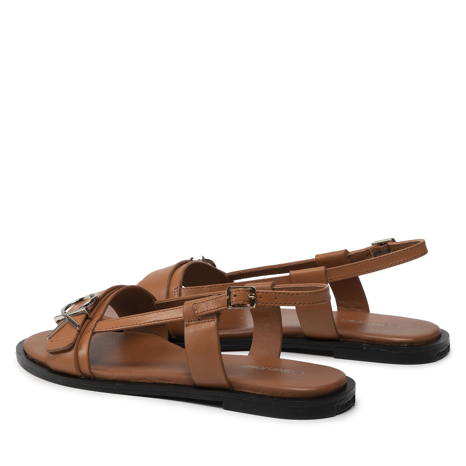 Calvin Klein Sandali Almond Flat Sandal W/Hdw HW0HW00680 Rjava - Pepit.si