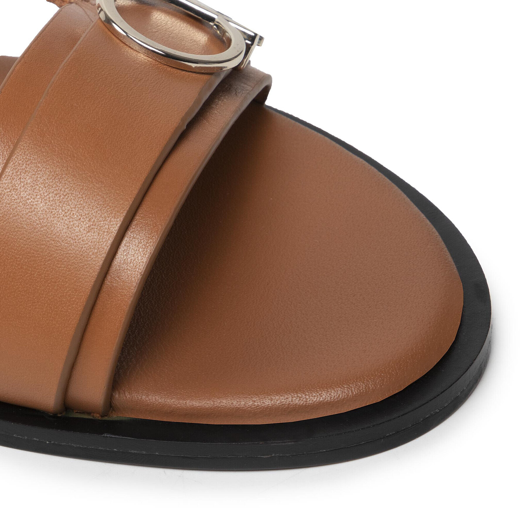 Calvin Klein Sandali Almond Flat Sandal W/Hdw HW0HW00680 Rjava - Pepit.si