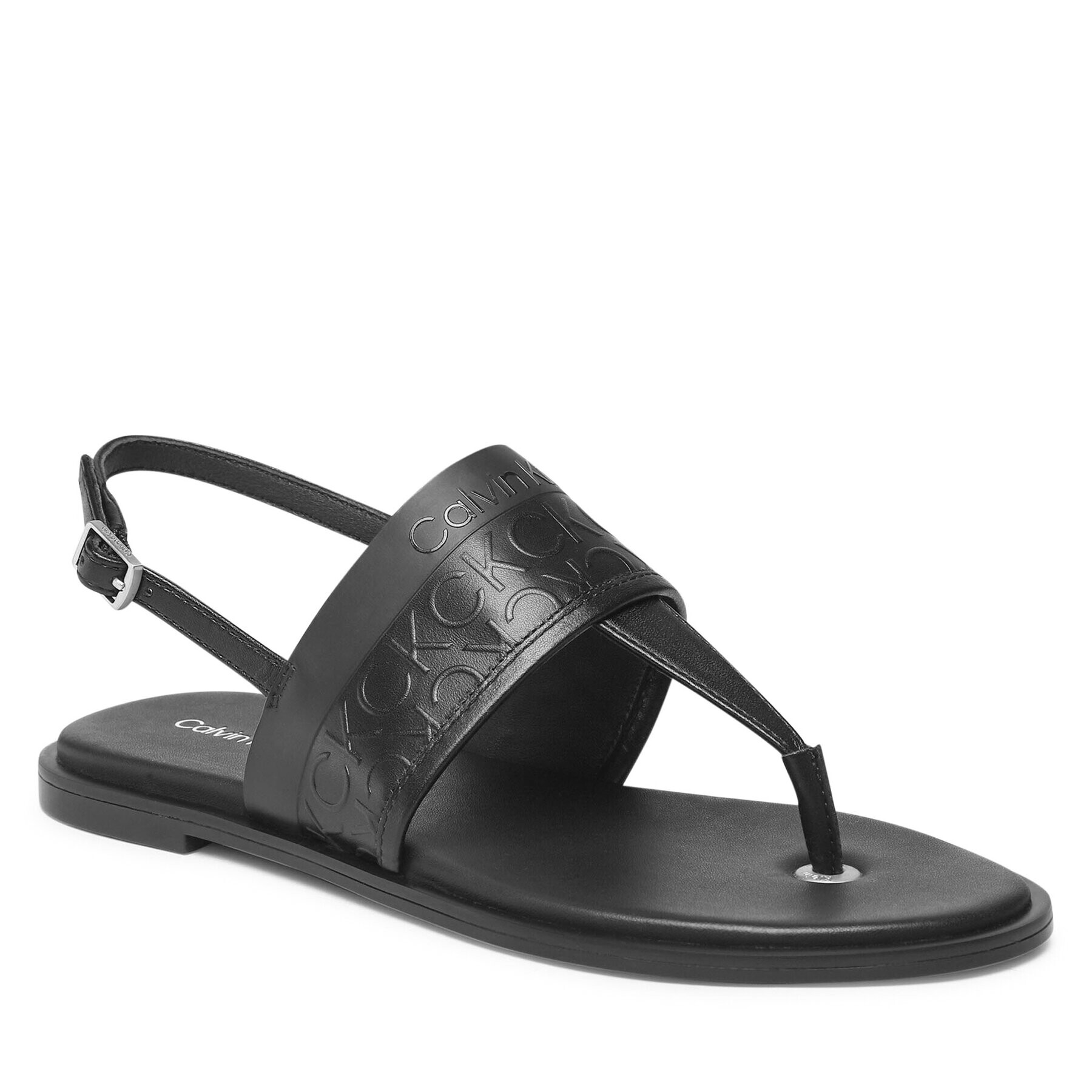 Calvin Klein Sandali Almond Tp Sandal-Hf Mono HW0HW01536 Črna - Pepit.si