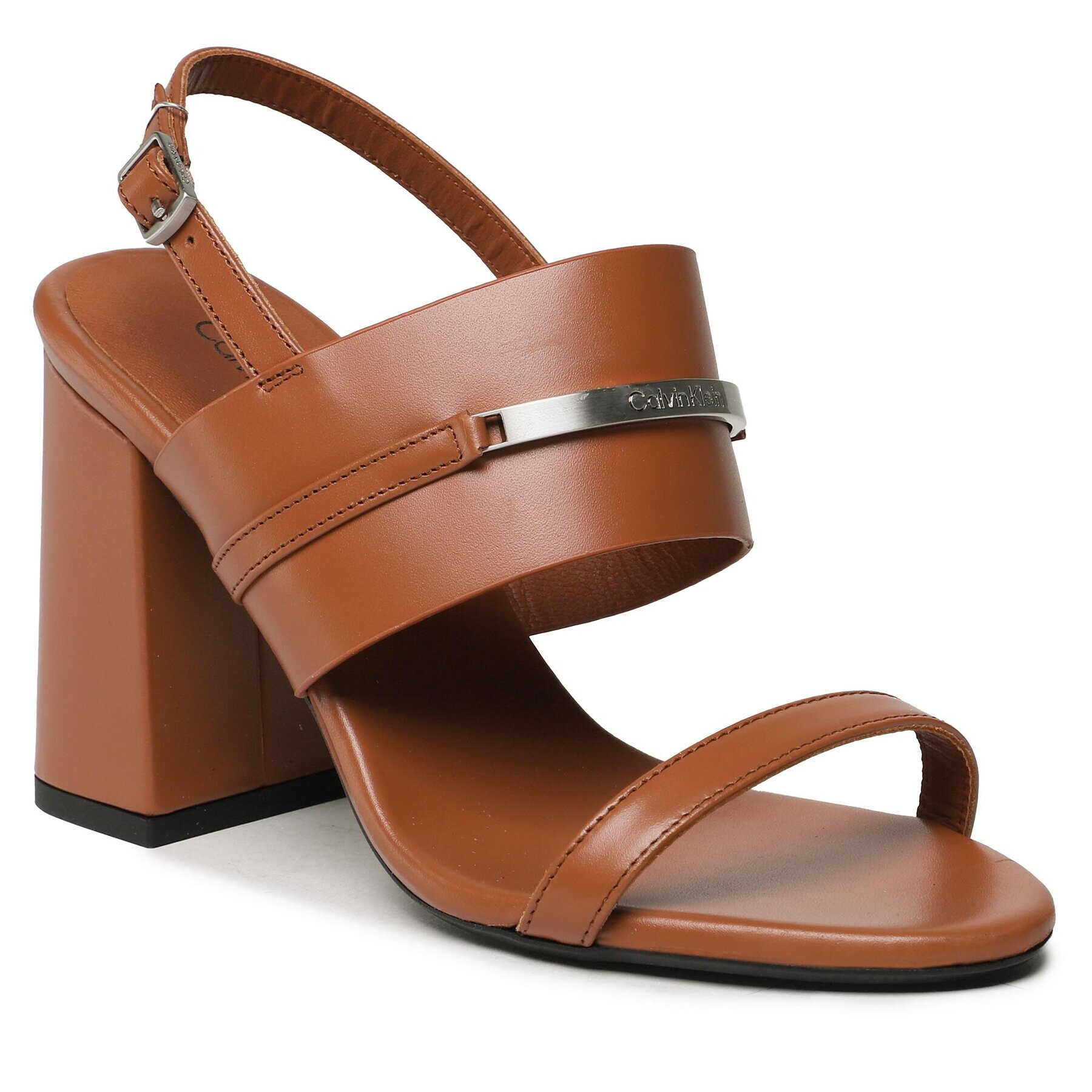 Calvin Klein Sandali Block Hl Sandal HW0HW01612 Rjava - Pepit.si