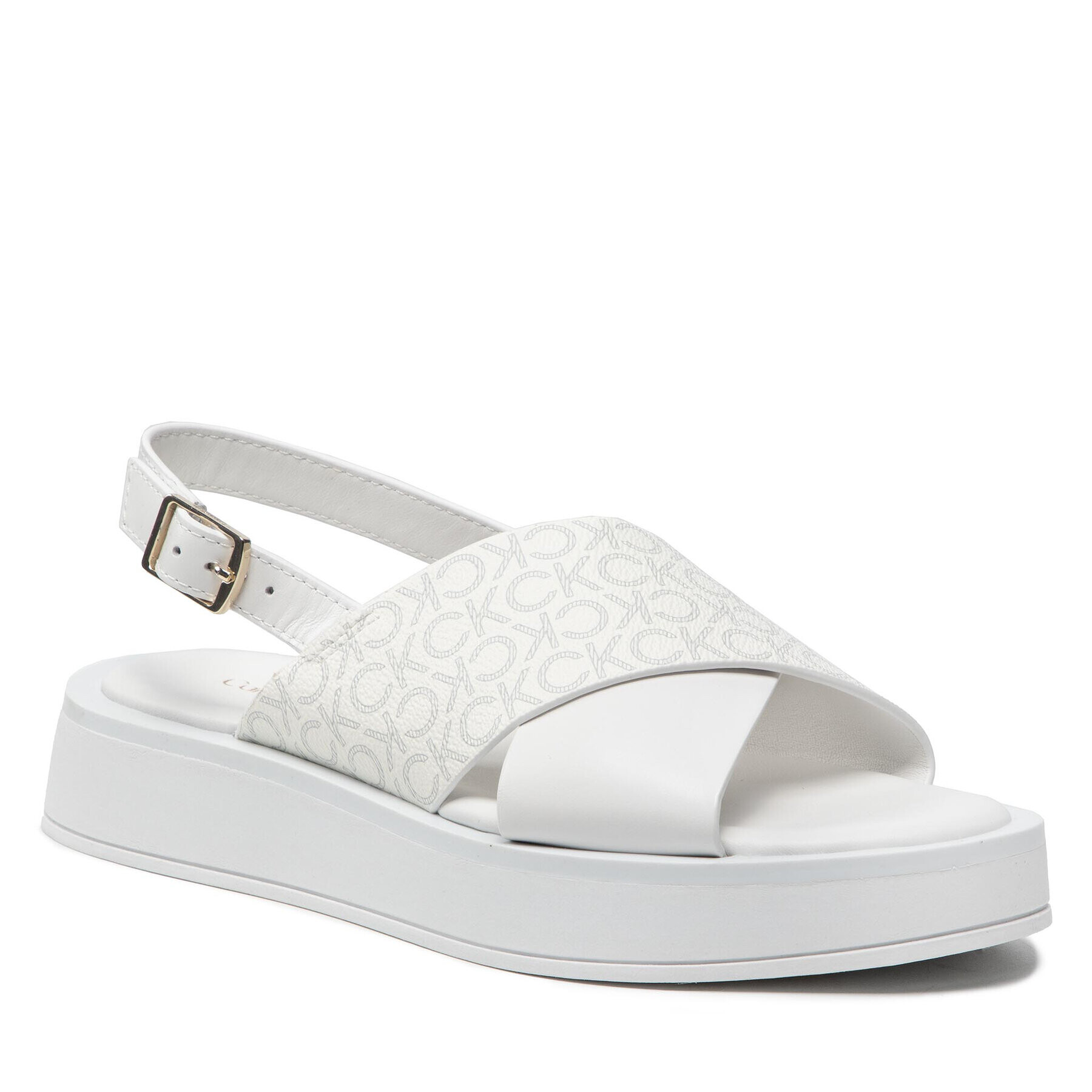 Calvin Klein Sandali Flatform Sanl Moni Mix HW0HW01138 Bela - Pepit.si