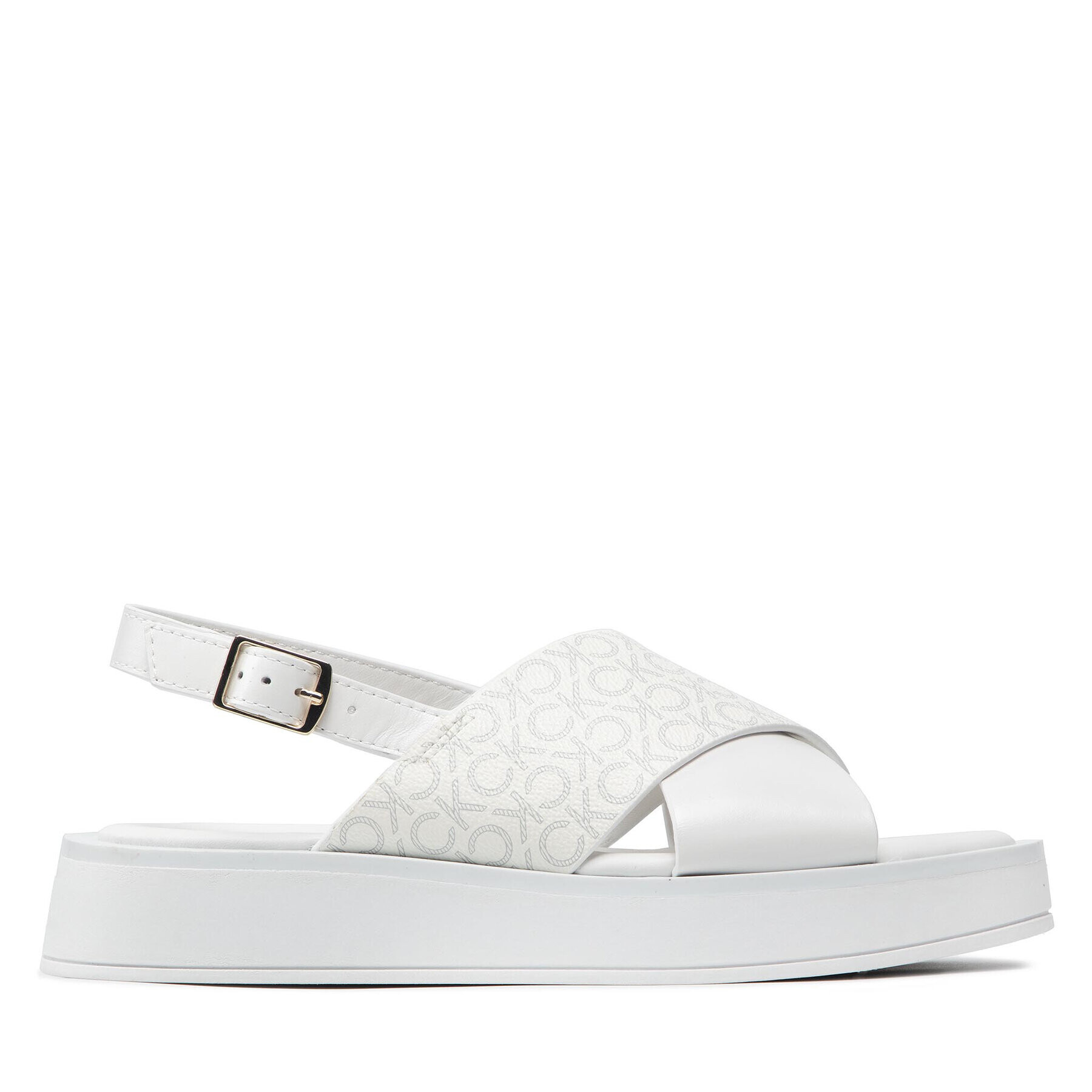 Calvin Klein Sandali Flatform Sanl Moni Mix HW0HW01138 Bela - Pepit.si