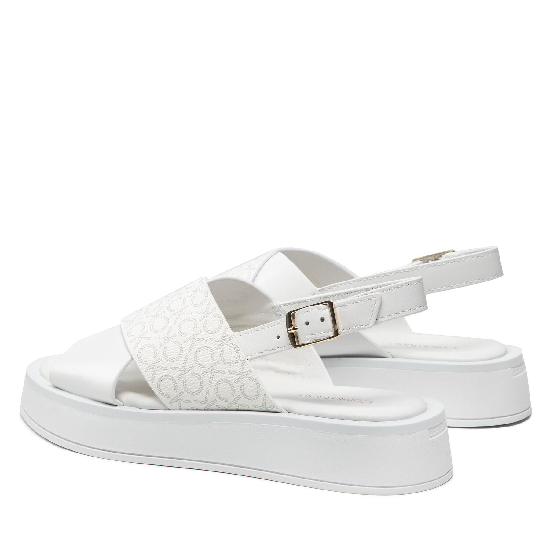 Calvin Klein Sandali Flatform Sanl Moni Mix HW0HW01138 Bela - Pepit.si