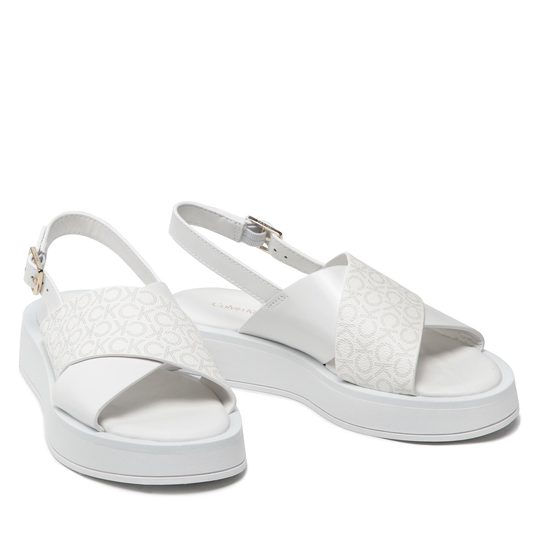 Calvin Klein Sandali Flatform Sanl Moni Mix HW0HW01138 Bela - Pepit.si