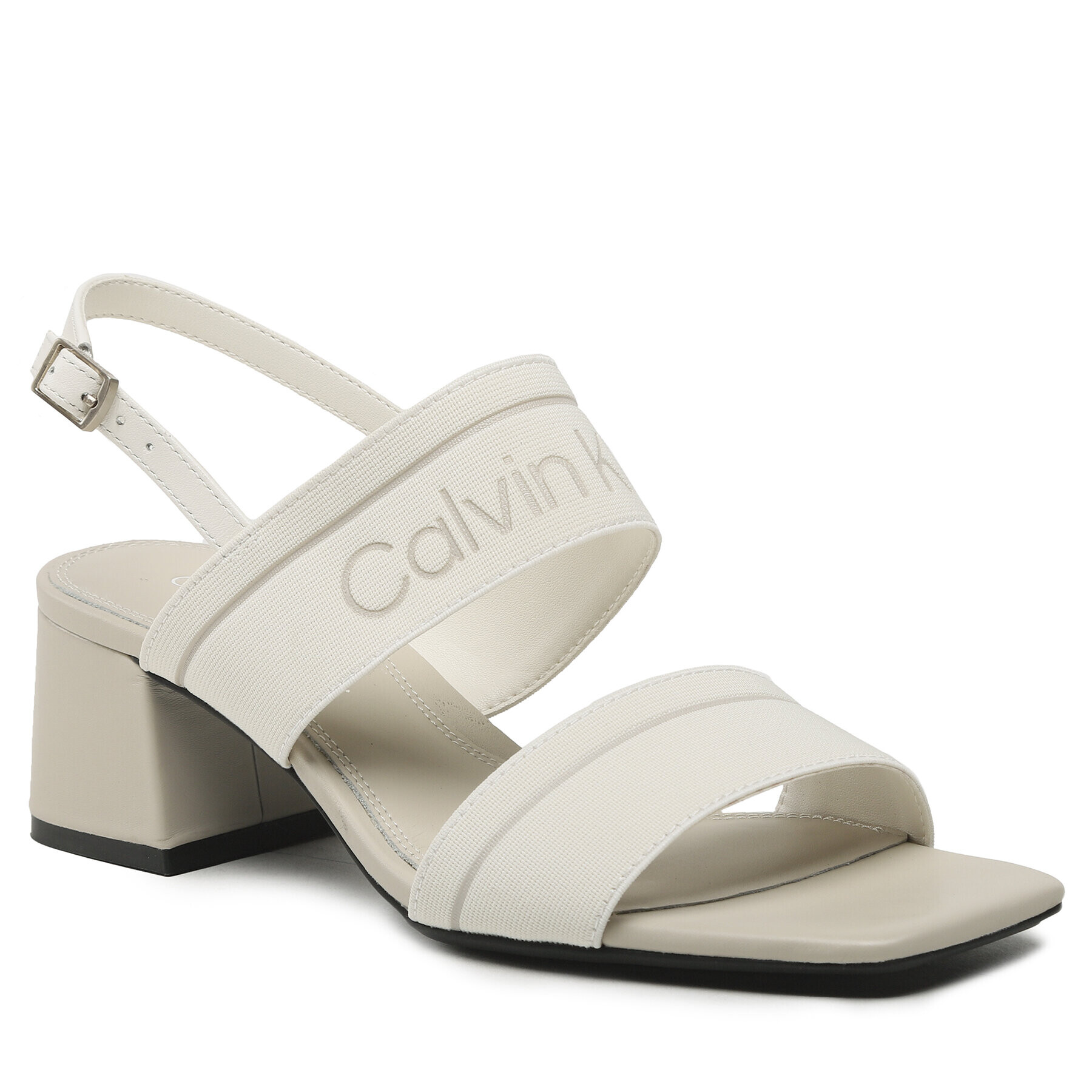 Calvin Klein Sandali Squared Blk Hl Sandal 45 He HW0HW01635 Écru - Pepit.si