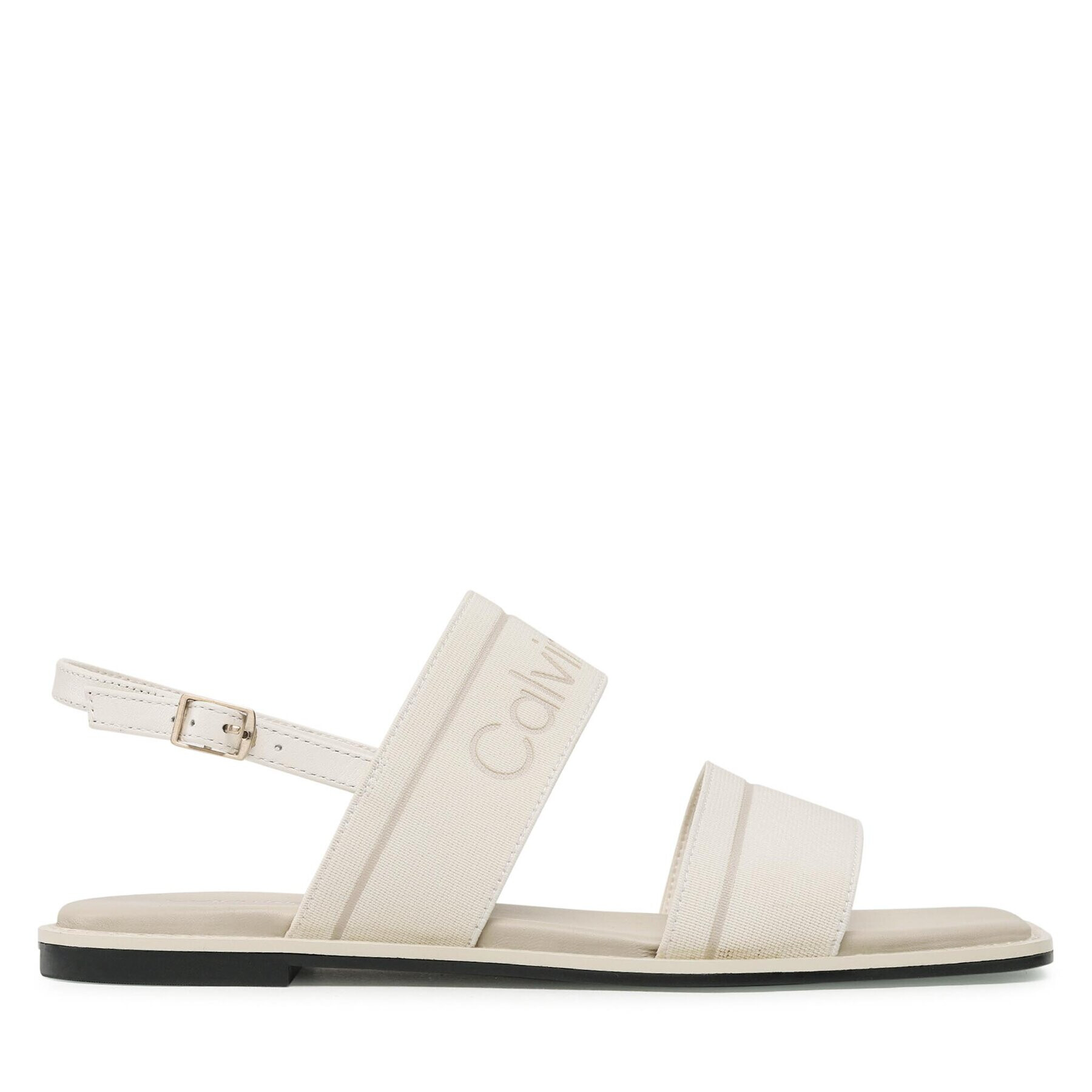 Calvin Klein Sandali Squared Flat Sandal He HW0HW01496 Écru - Pepit.si