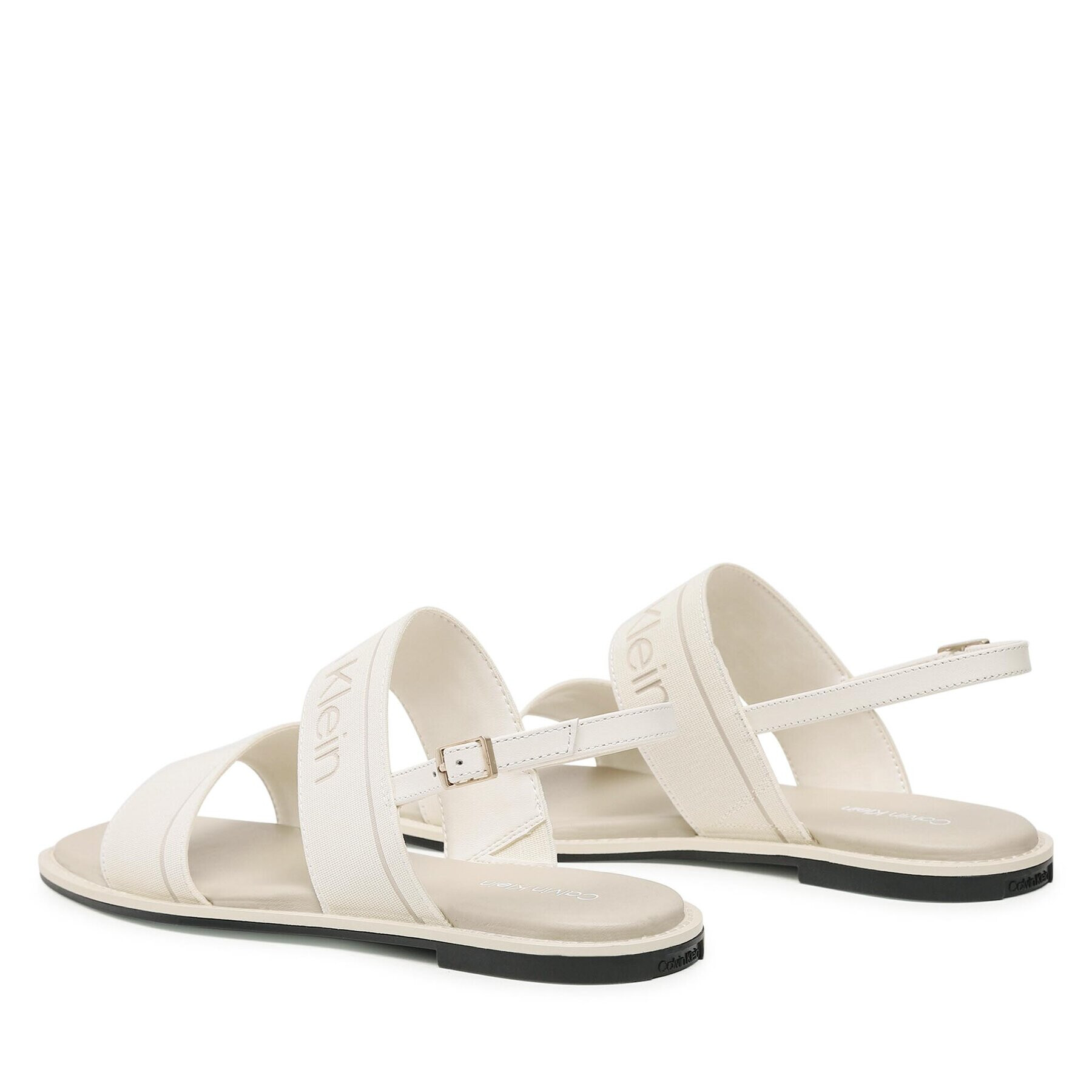 Calvin Klein Sandali Squared Flat Sandal He HW0HW01496 Écru - Pepit.si