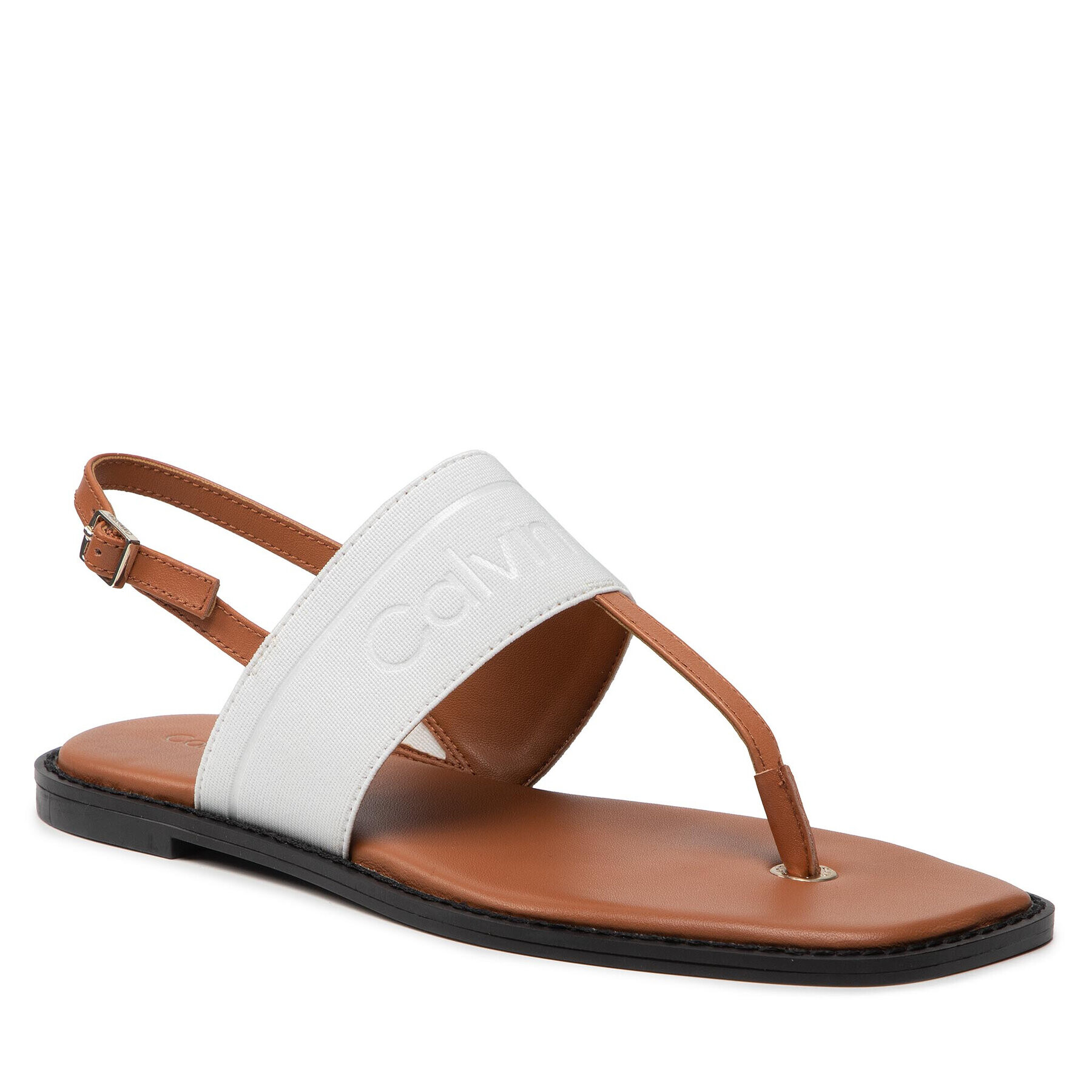 Calvin Klein Sandali Squared Flat Tp Sandal He HW0HW008180HF Bela - Pepit.si