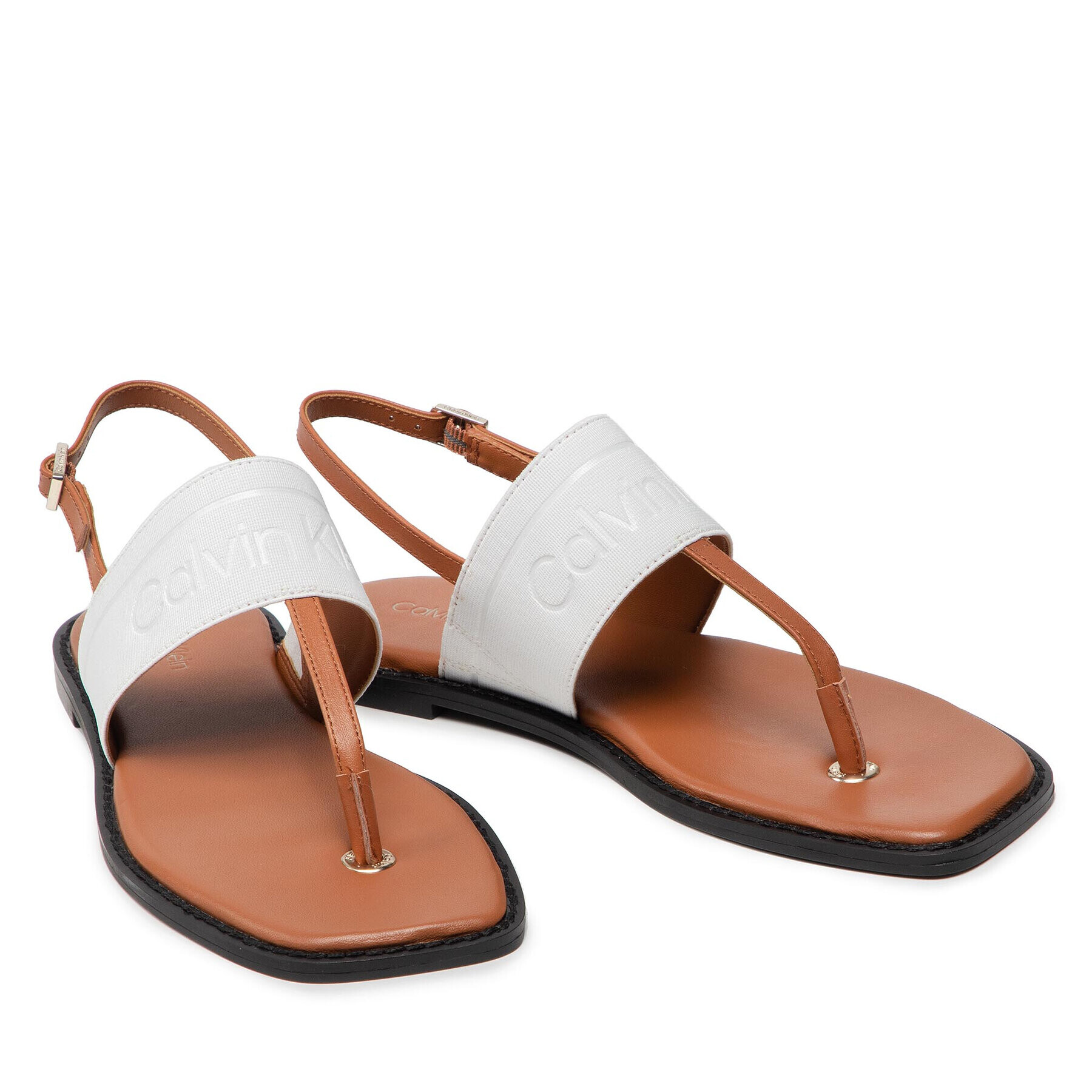 Calvin Klein Sandali Squared Flat Tp Sandal He HW0HW008180HF Bela - Pepit.si