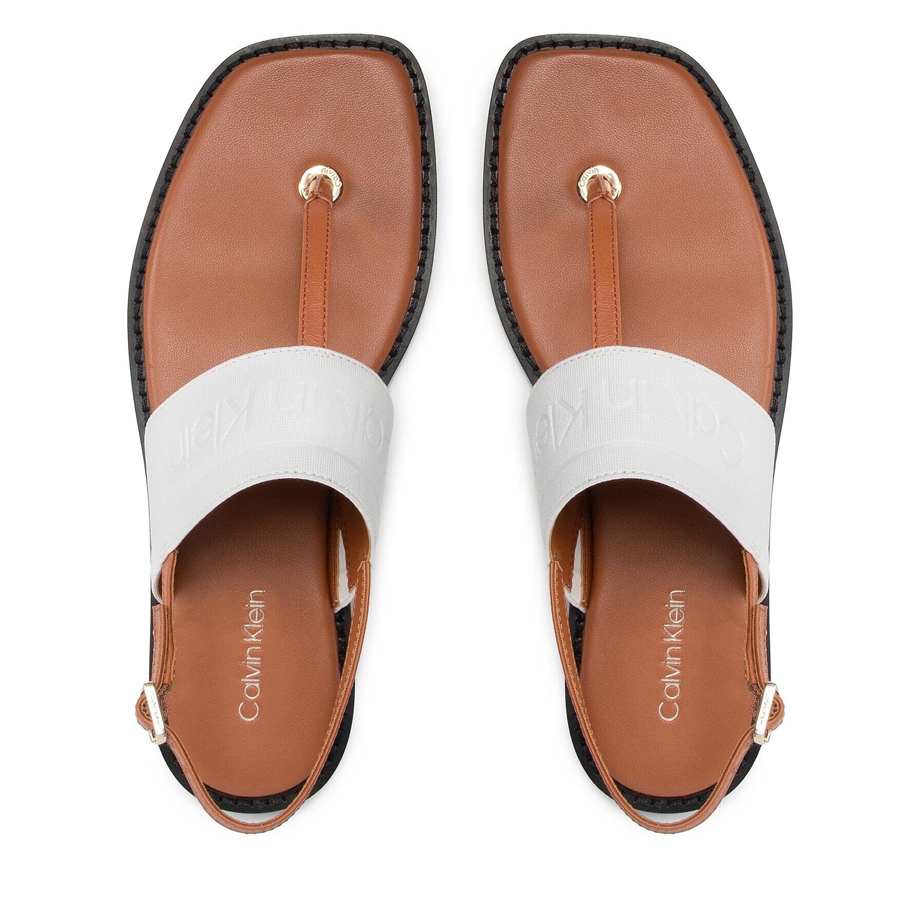 Calvin Klein Sandali Squared Flat Tp Sandal He HW0HW008180HF Bela - Pepit.si