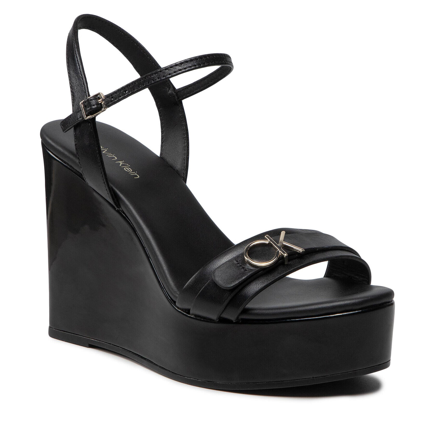 Calvin Klein Sandali Wedge Sndl 70 W Hdw HW0HW00698 Črna - Pepit.si