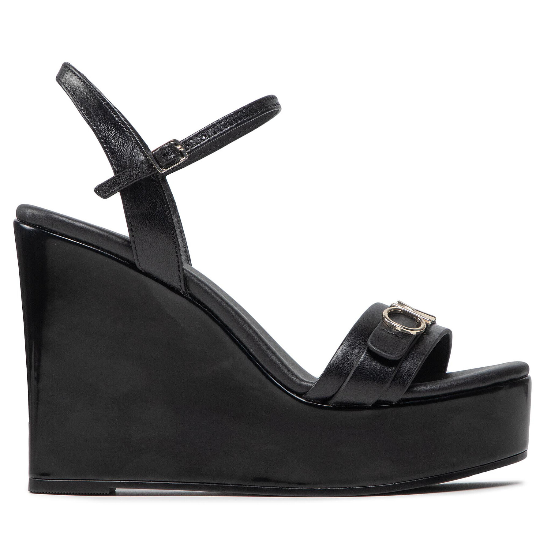 Calvin Klein Sandali Wedge Sndl 70 W Hdw HW0HW00698 Črna - Pepit.si