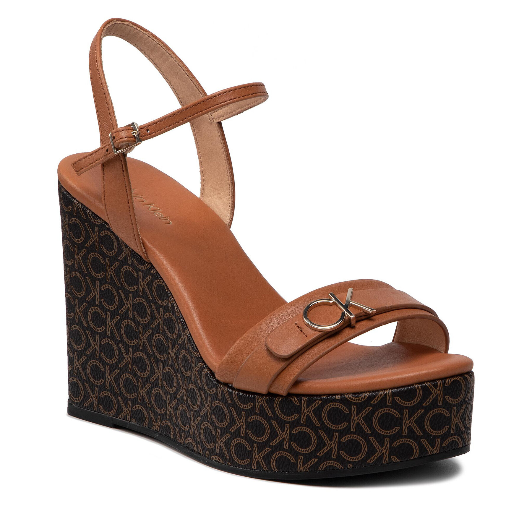 Calvin Klein Sandali Wedge Sndl 70W Hdw HW0HW00828 Rjava - Pepit.si