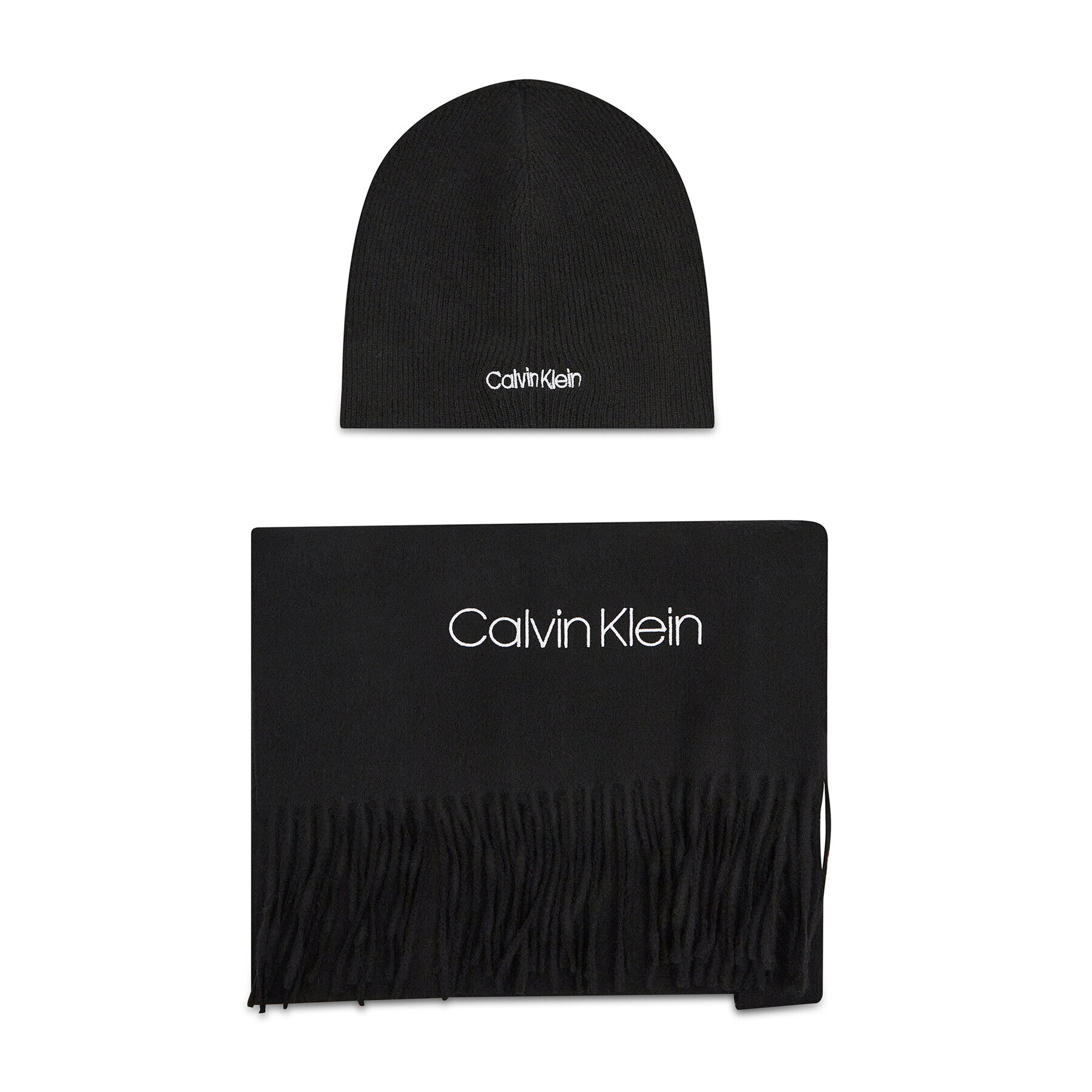 Calvin Klein Set šal + kapa Basic Wool Beanie+Scarf K50K507552 Črna - Pepit.si