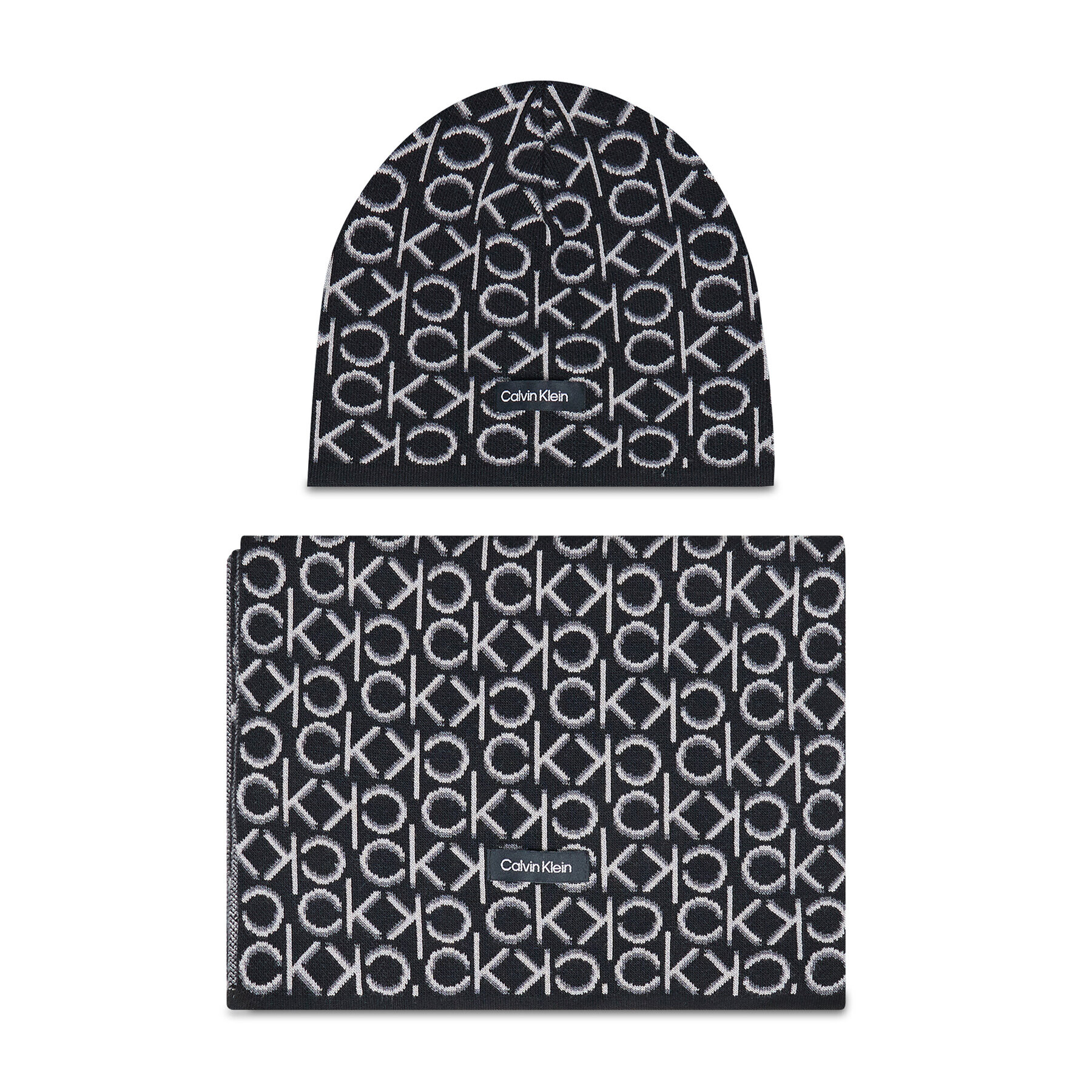 Calvin Klein Set šal + kapa New Monogram Beanie + Scarf K60K608787 Črna - Pepit.si