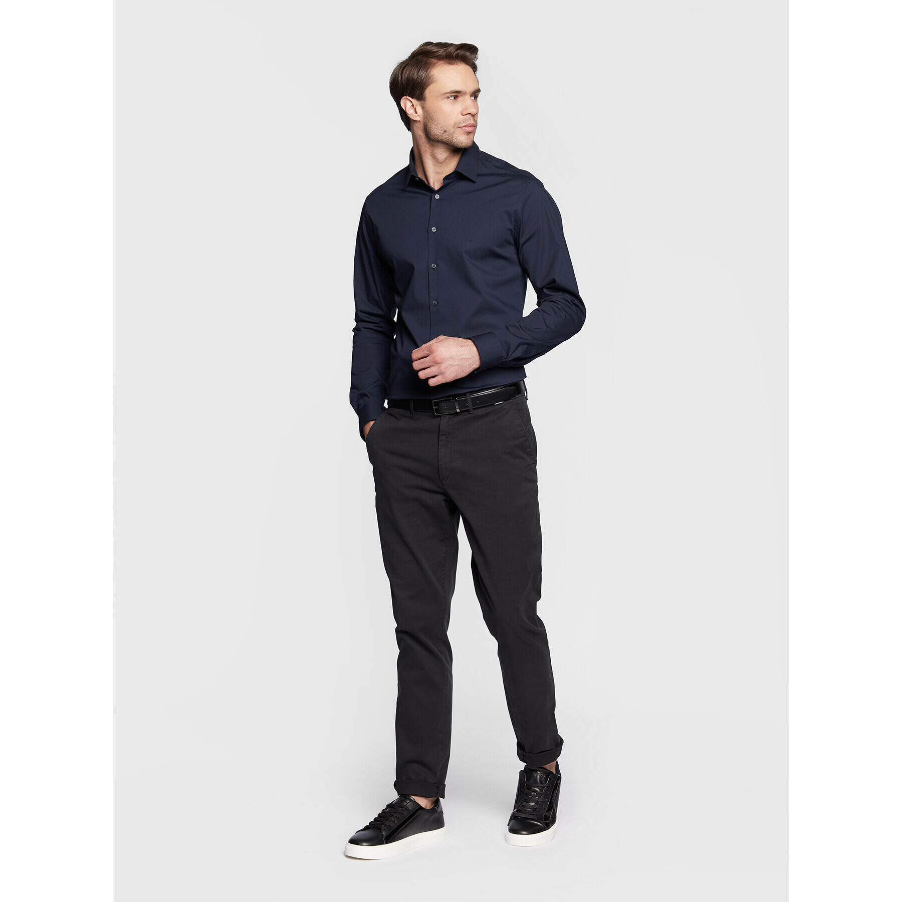 Calvin Klein Srajca K10K108229 Mornarsko modra Slim Fit - Pepit.si