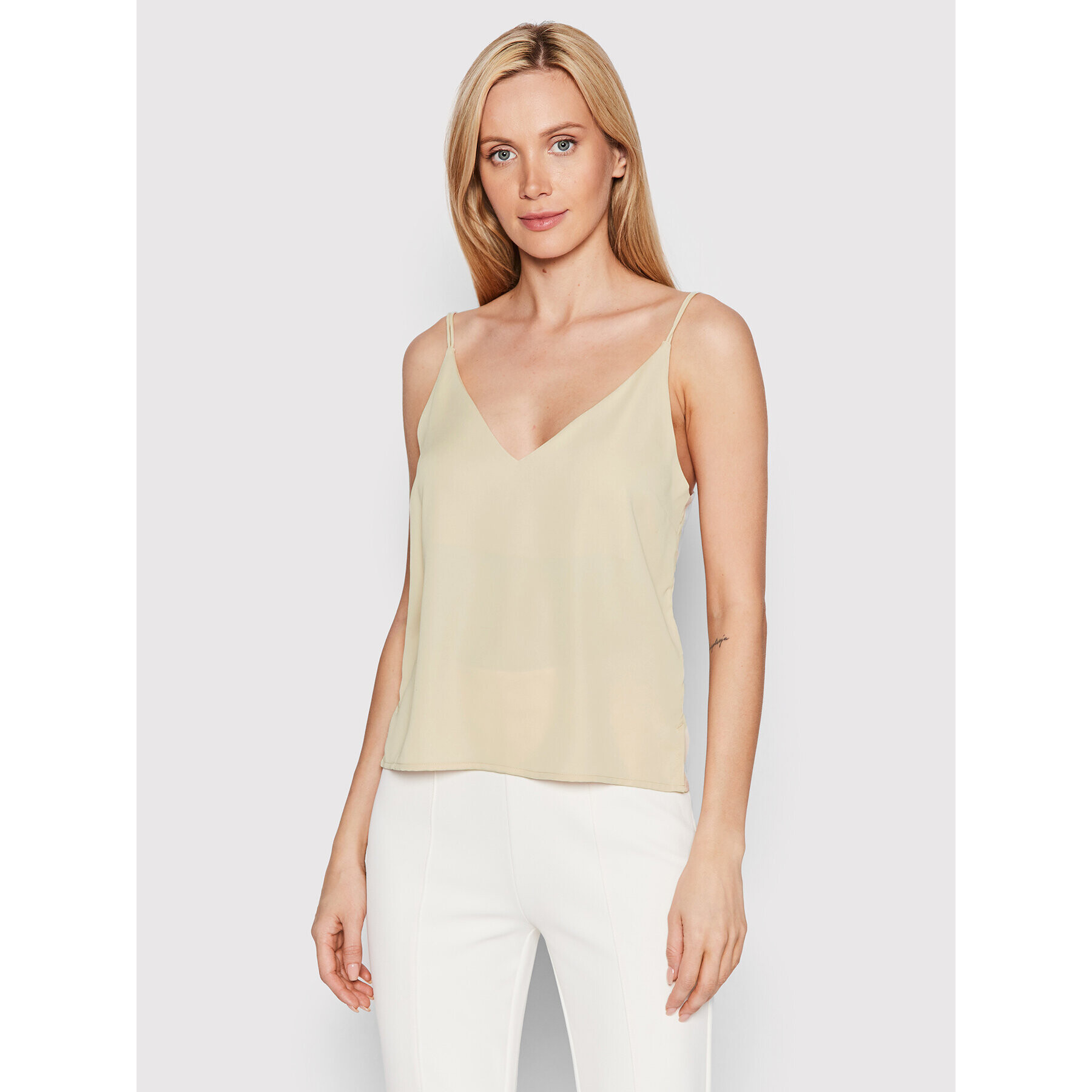 Calvin Klein Top Cami K20K203781 Bež Regular Fit - Pepit.si