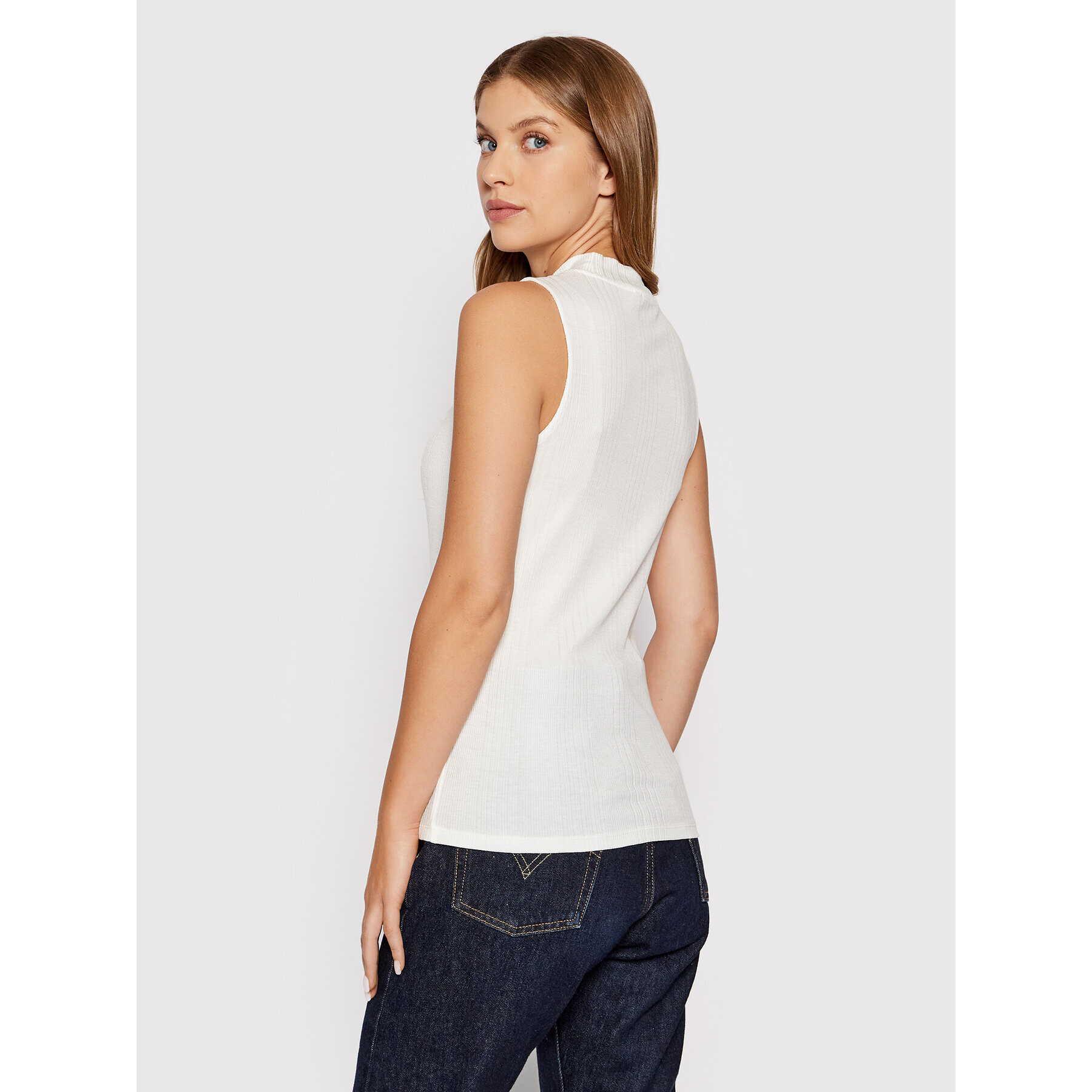 Calvin Klein Top Rib Mock K20K203469 Bela Skinny Fit - Pepit.si